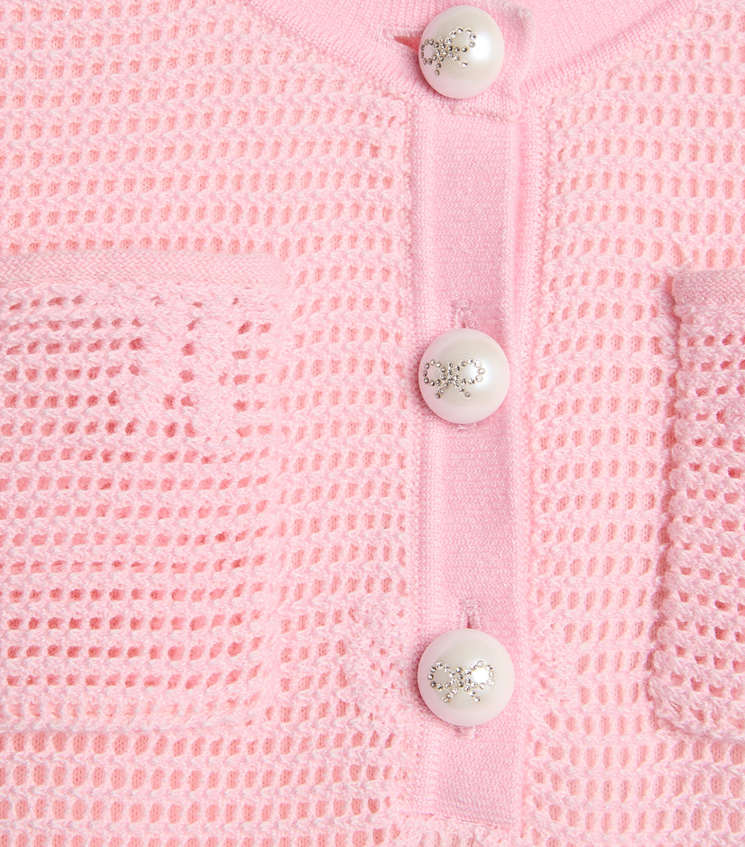 Self-Portrait Kids Crochet Bow-Detail Dress (3-12 Years) Pink Image 3