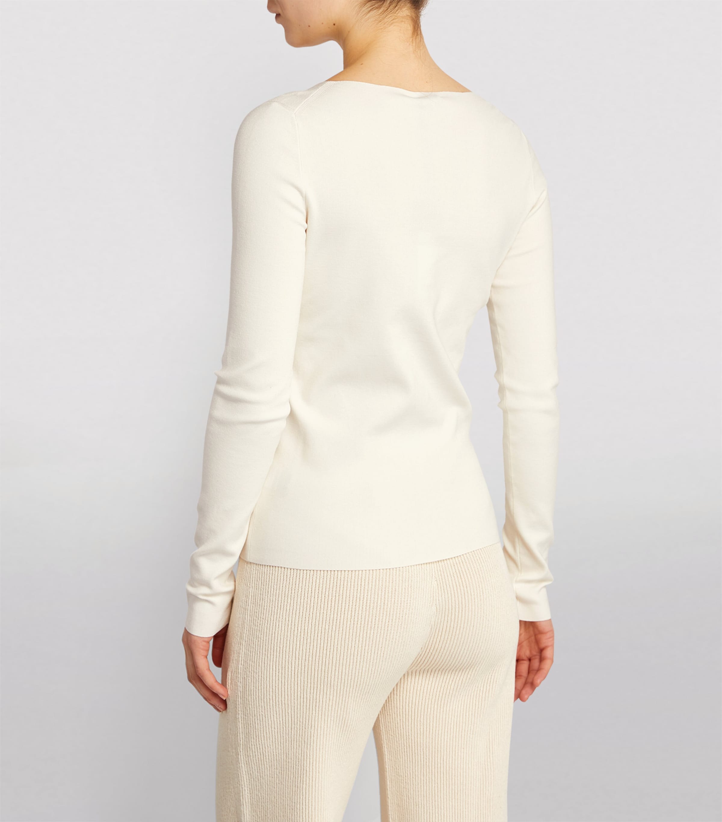 Silk Stretch V Neck Top IVORY Image 4