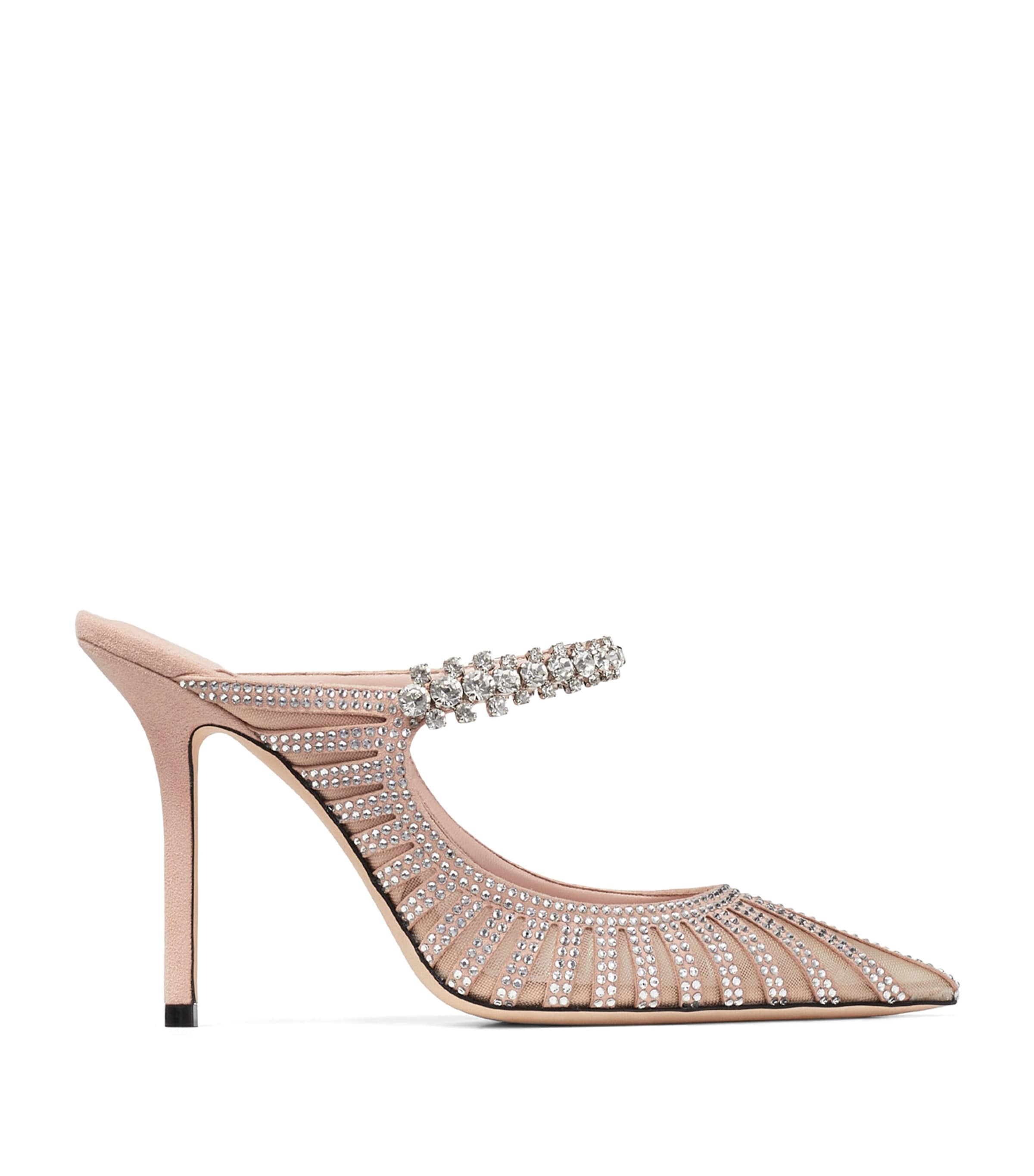 Jimmy Choo Bing 100 Embellished Mules In Pink