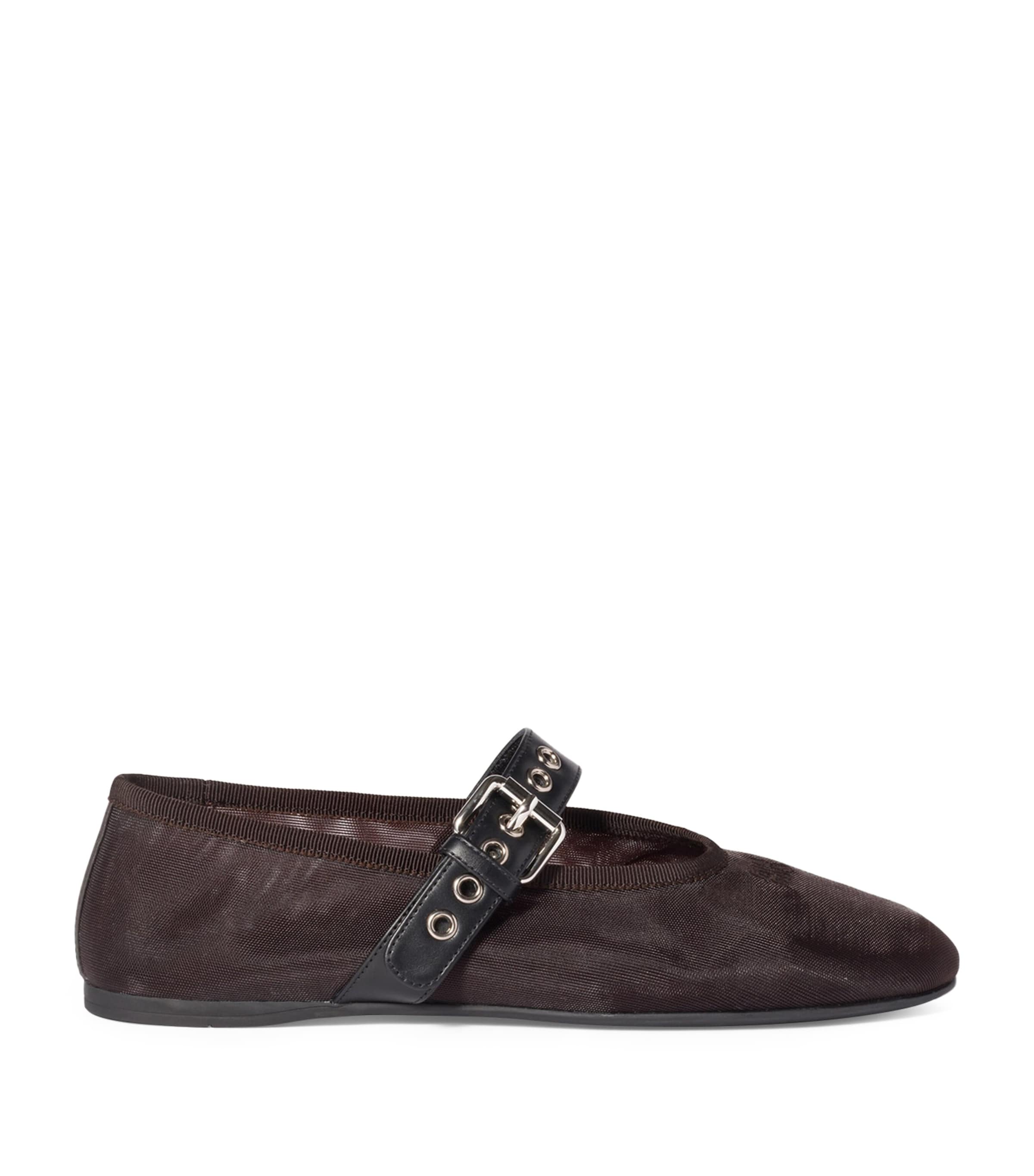 Miu Miu Mesh Leather-Strap Ballet Flats Image 1