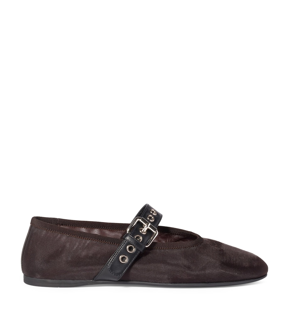 Miu Miu Mesh Leather-Strap Ballet Flats Image 1