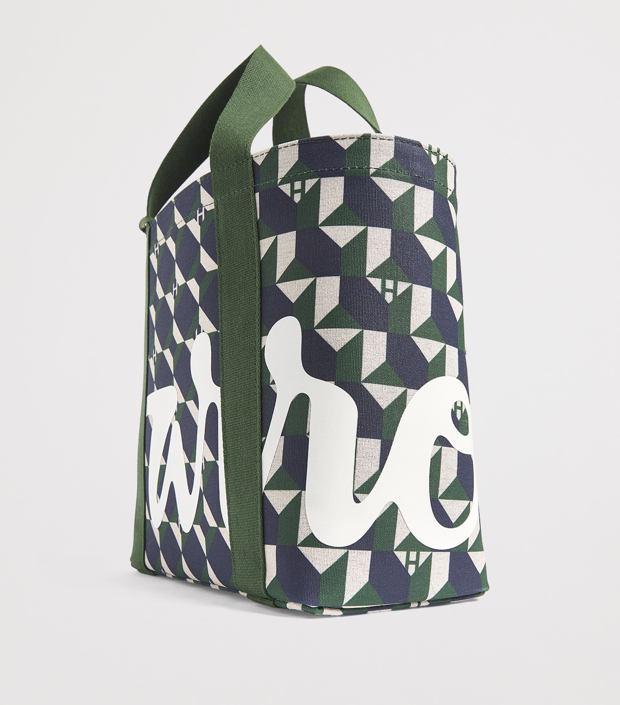 Mini Cotton Geometric Logo Tote Bag HARRODS GREEN Image 4