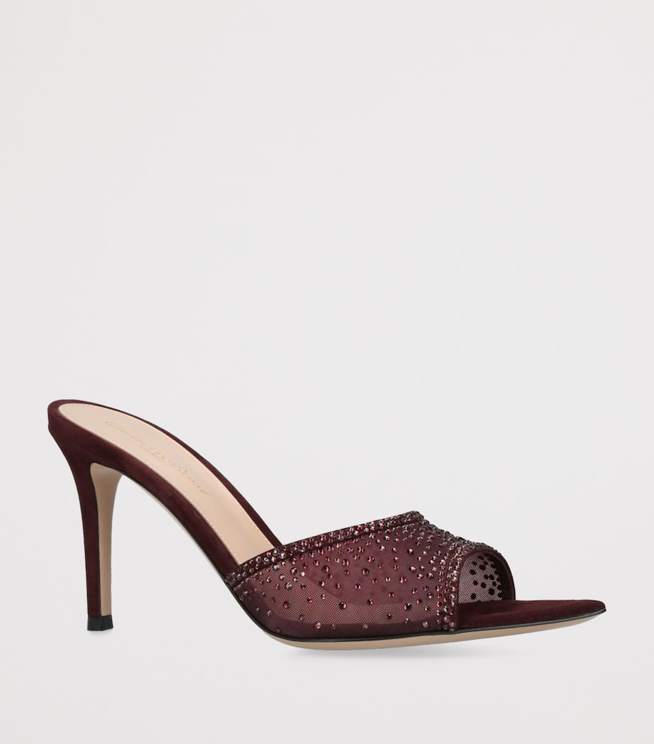 Suede Embellished Rania Mules 85 WINE Image 3