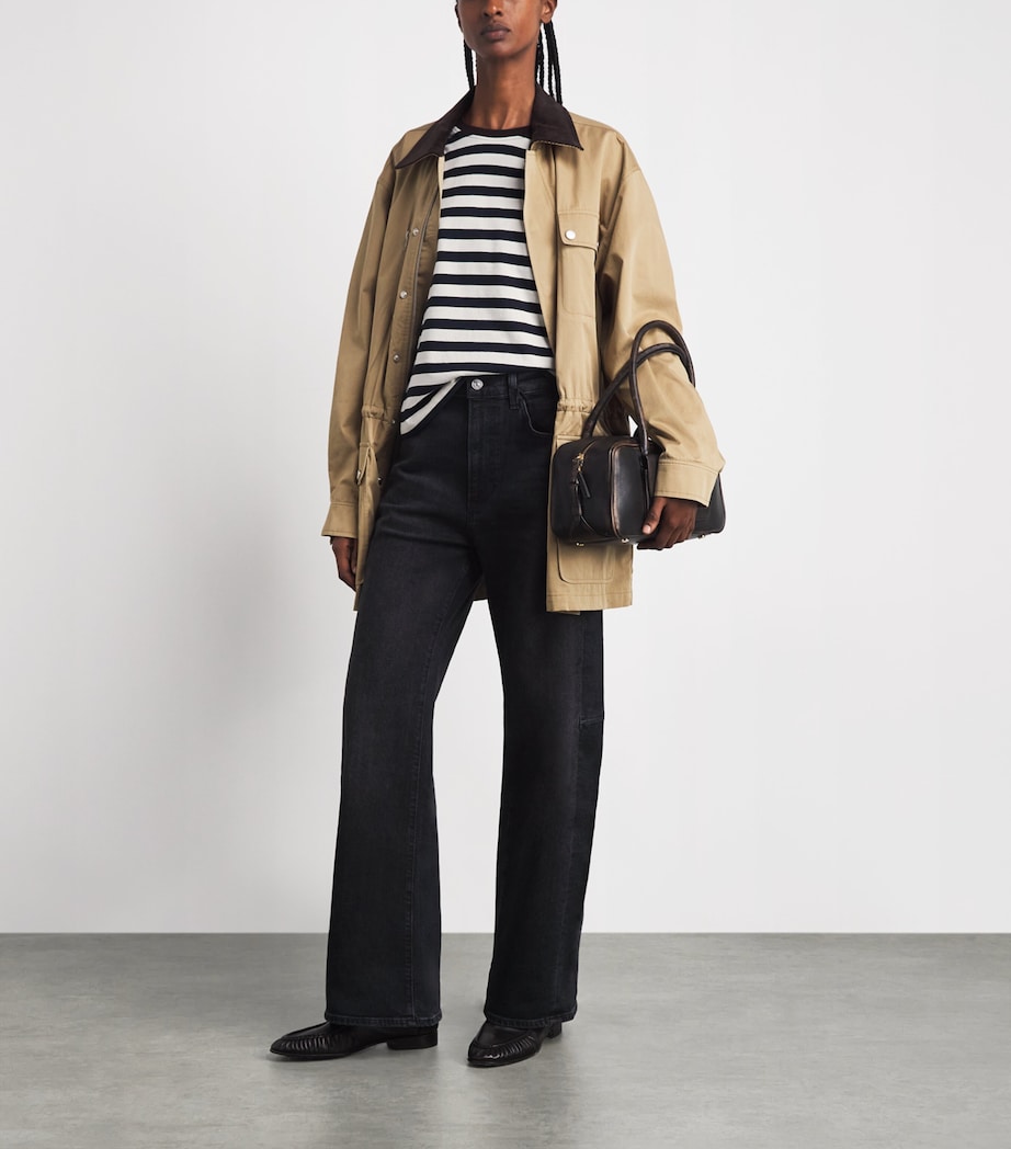 Barbour Womens Cotton Stripe Woodhouse Long-Sleeve T-Shirt Dark Navy /birch Image 2