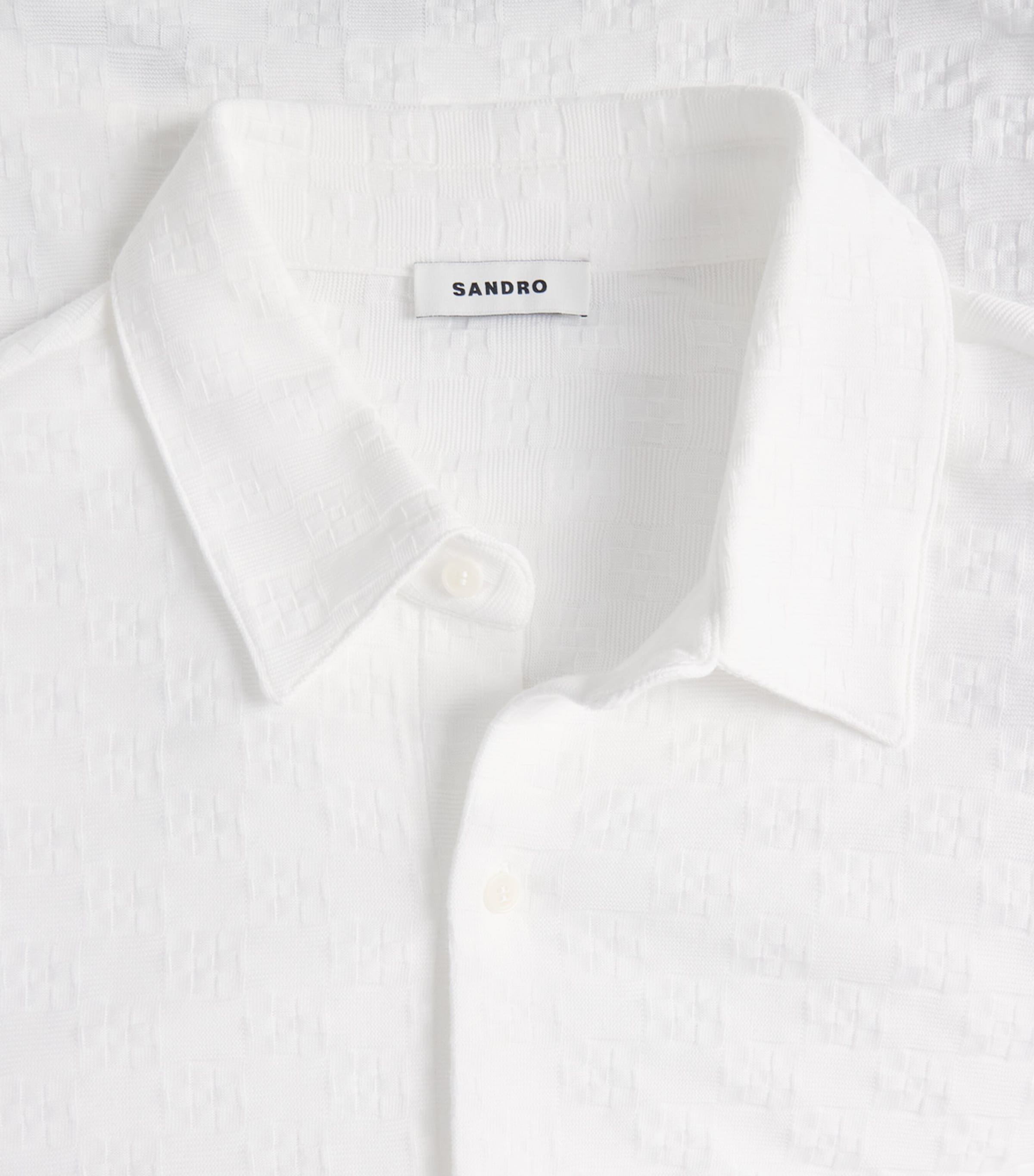 Sandro Paris Mens Cotton Jacquard Shirt White Image 6