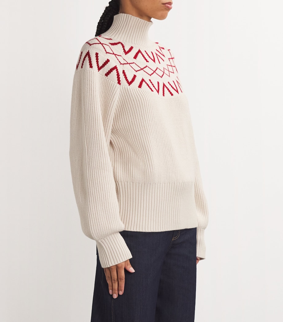 Varley Womens Knitted Fair Isle Marcie Sweater Silver Birch Image 3