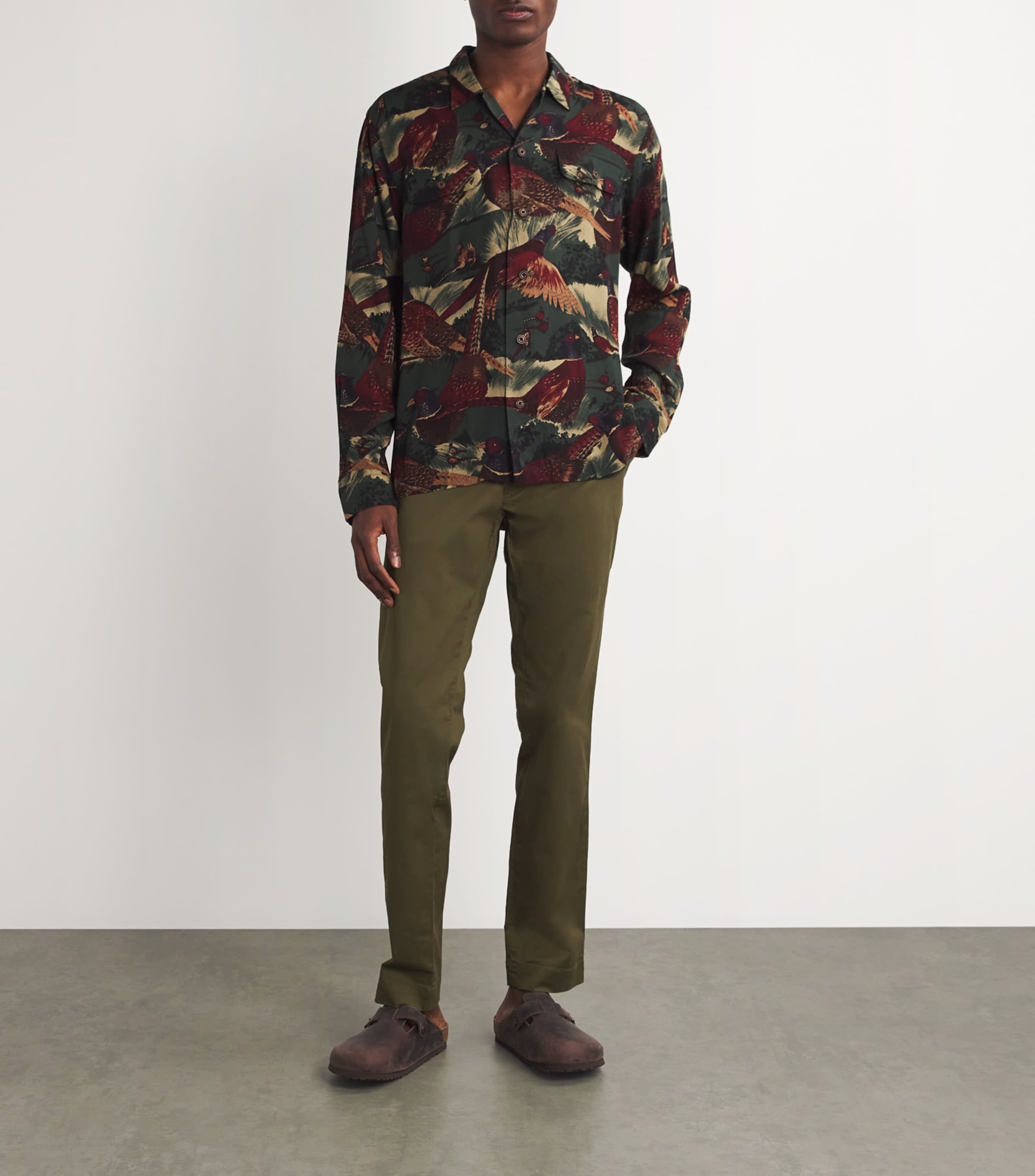 Stretch-Cotton Slim Chinos GREEN Image 2