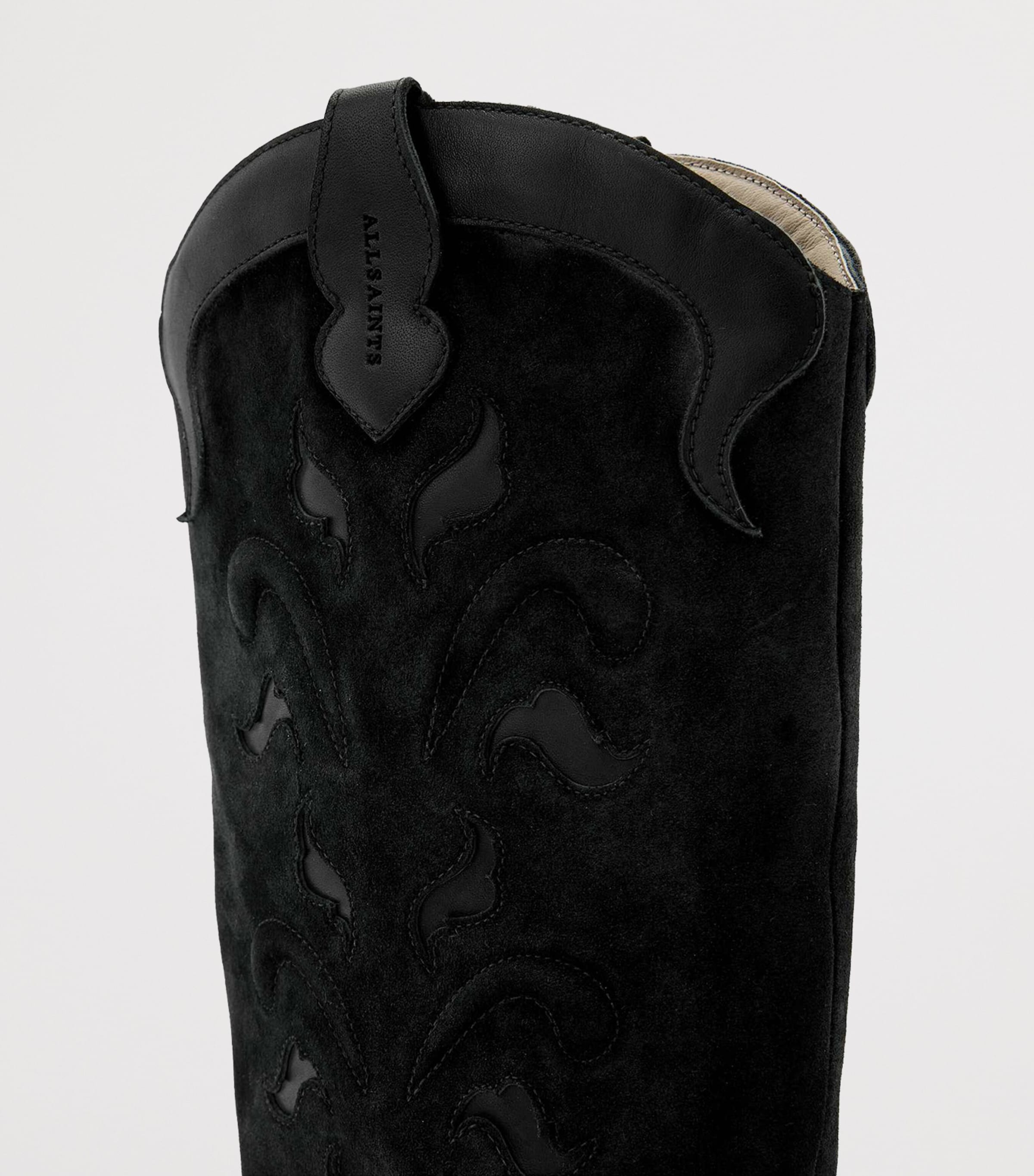 AllSaints Suede Dolly Cowboy Boots 47 Black Image 4