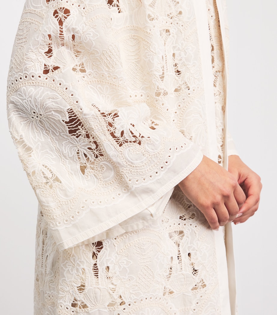 Loretta Caponi Womens Cotton Embroidered Ansedonia Robe Isola Bella Image 5