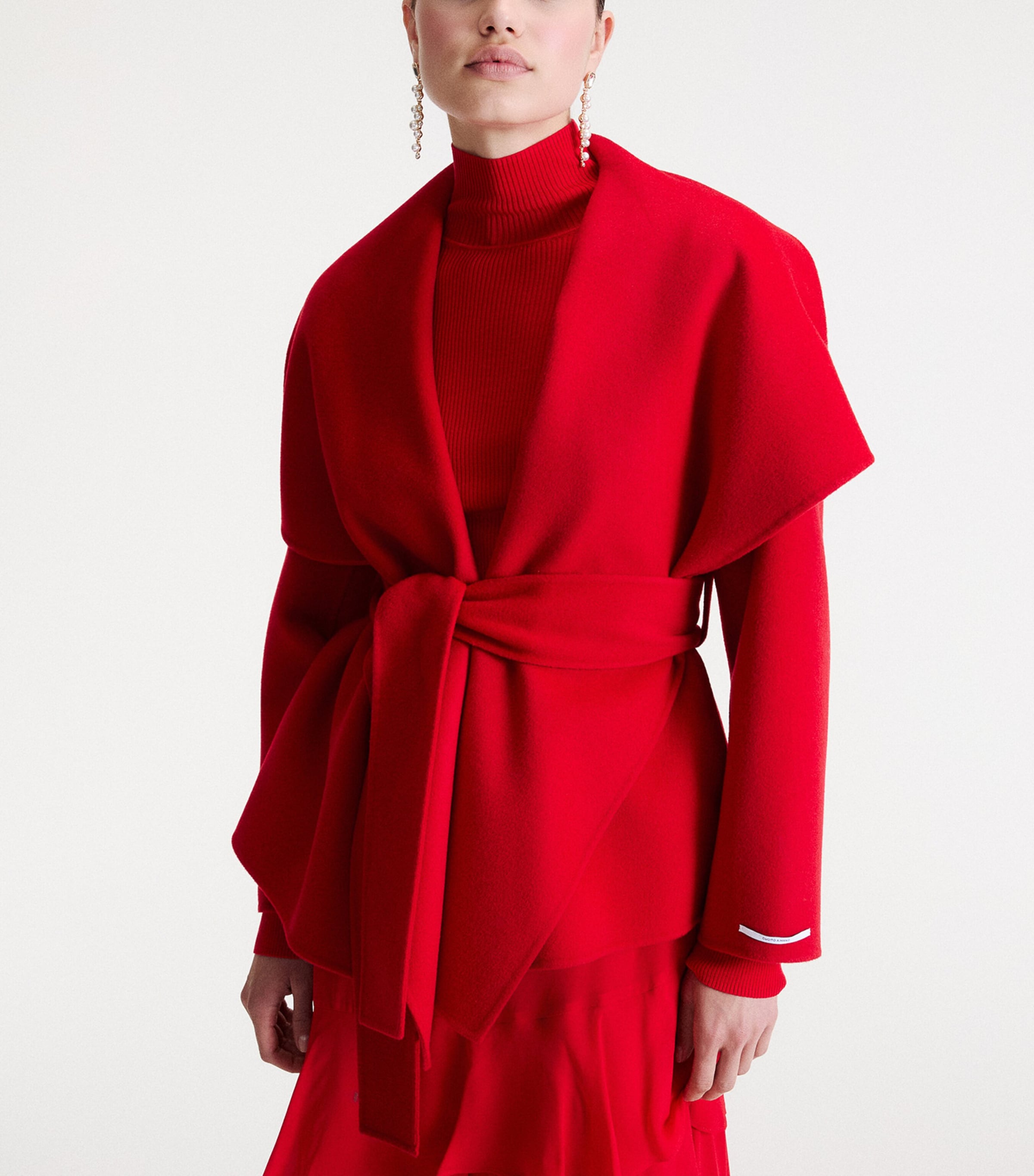Marella Womens Virgin Wool Belted Coat Red Image 5
