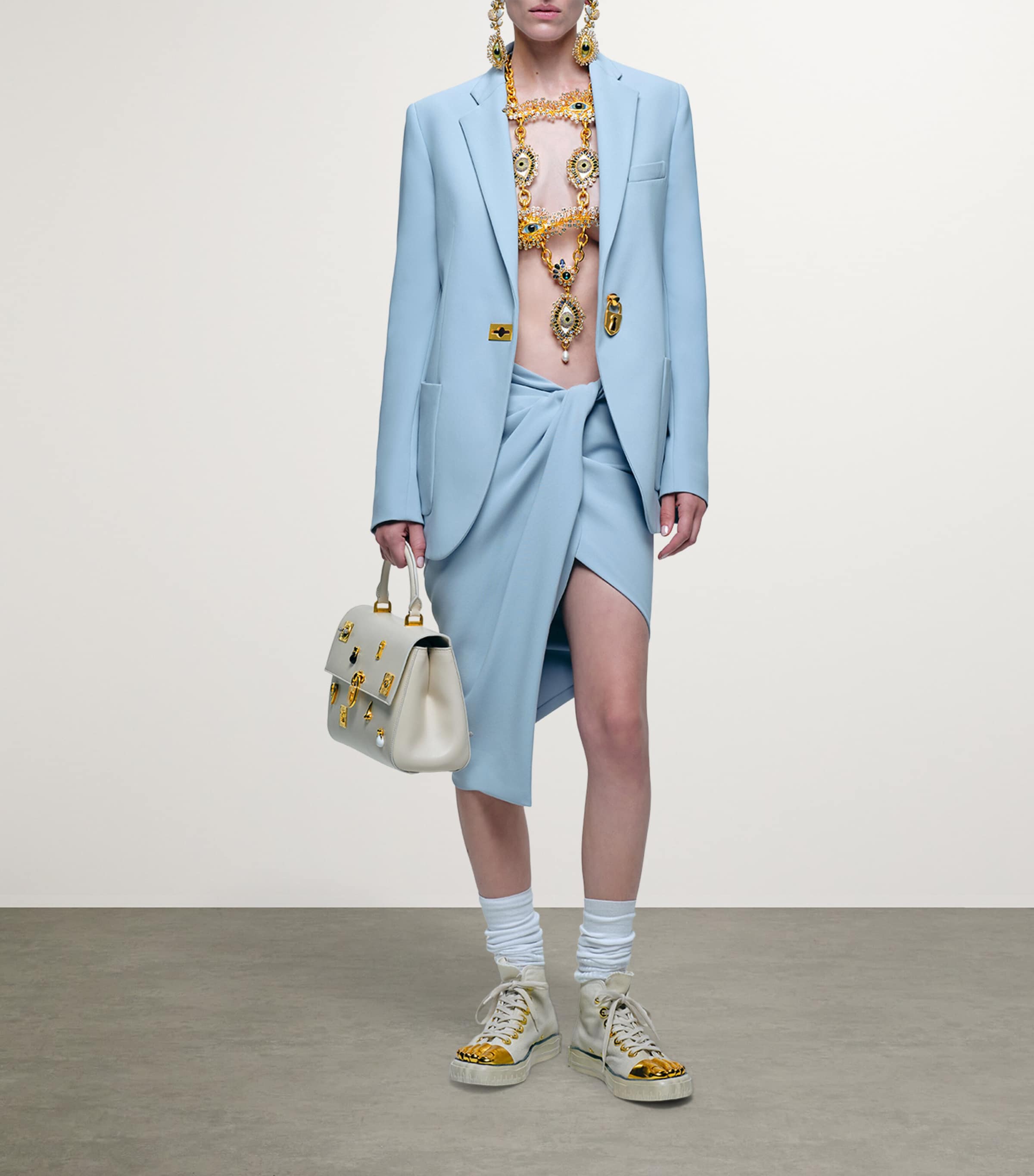 Trompe-l'Oeil High-Top Sneakers 107ECRU Image 4