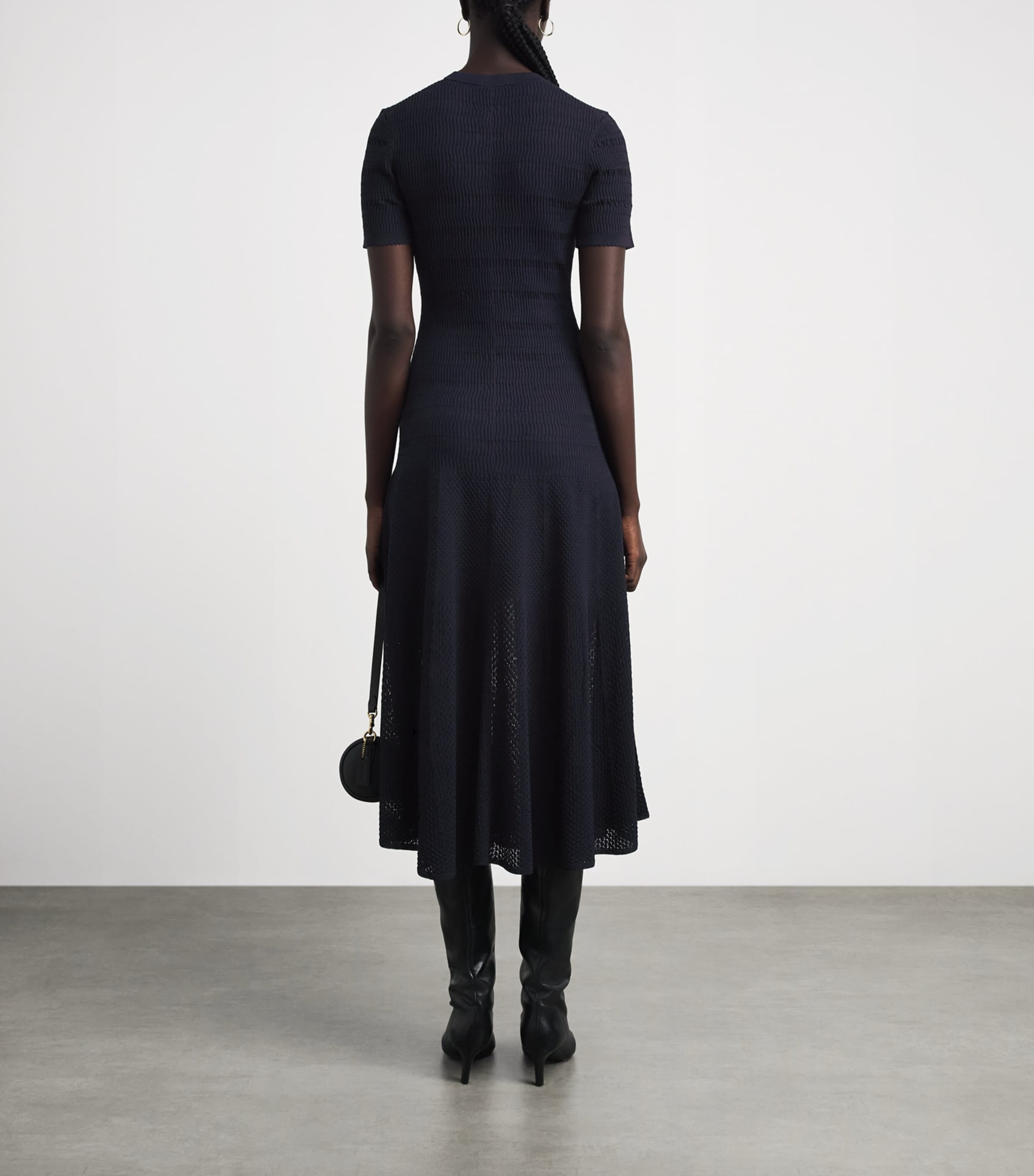 Maje Womens Knit Pointelle Maxi Dress Navy Image 4