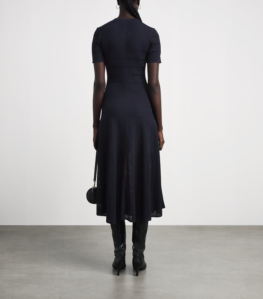 Maje Womens Knit Pointelle Maxi Dress Navy Image 4