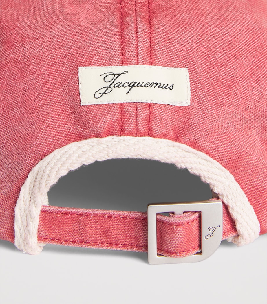 Jacquemus Cotton Embroidered Gardian Cap Red Image 3