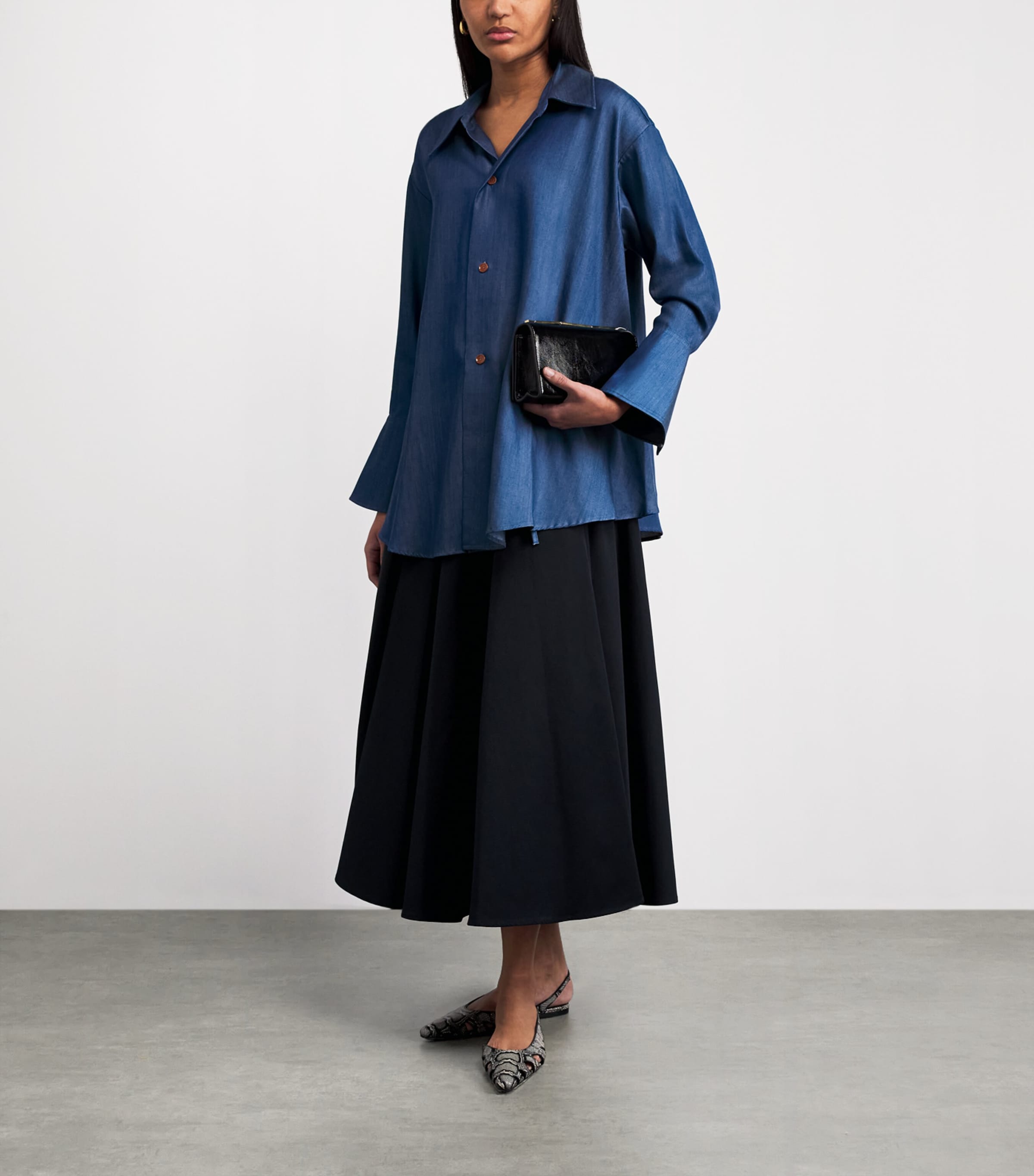 Palmer//Harding Womens Denim Drift Shirt Blue Denim Image 2