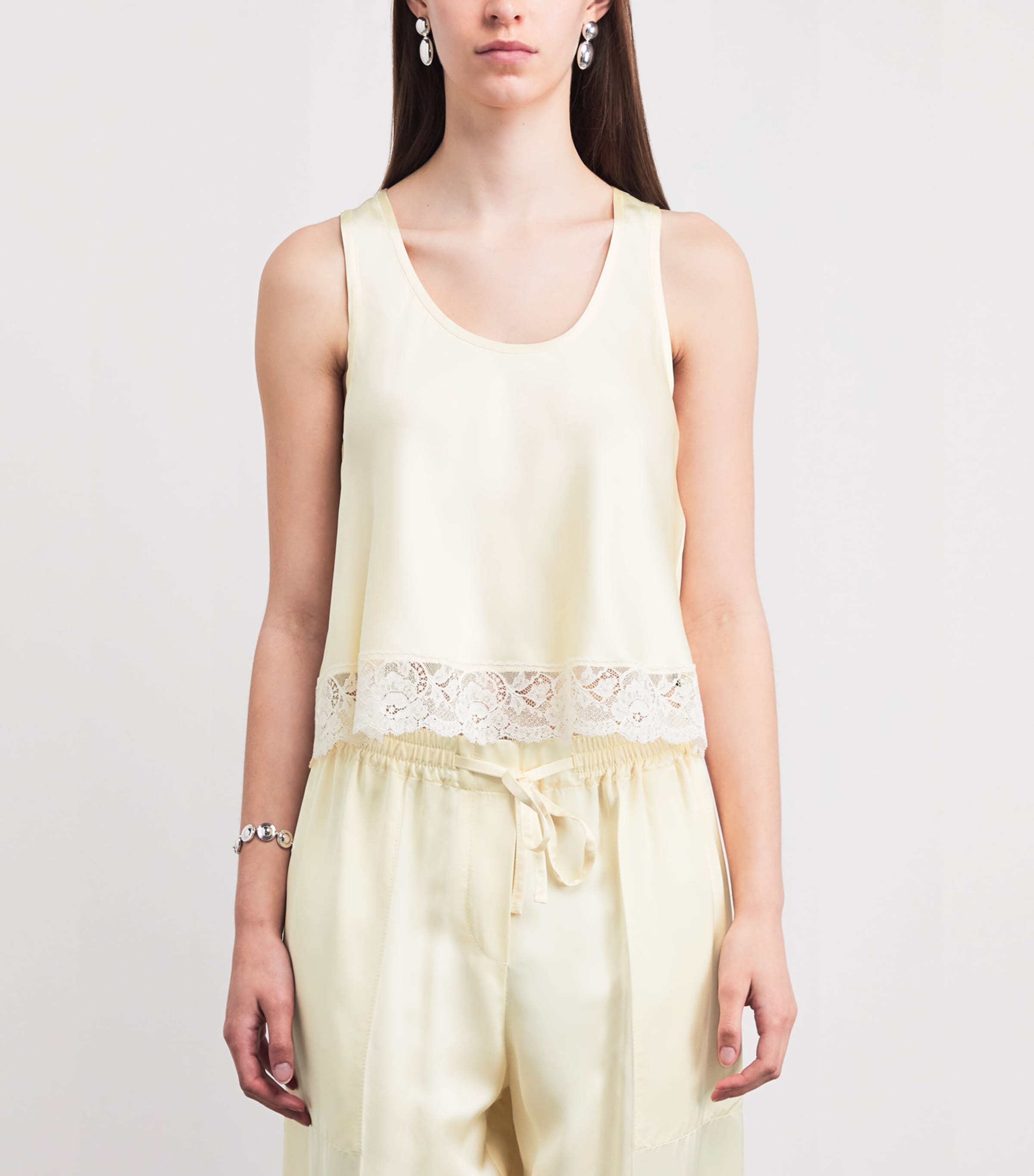 Sandro Paris Womens Lace-Trim Top Light Yellow Image 4