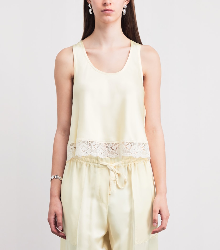 Sandro Paris Womens Lace-Trim Top Light Yellow Image 4