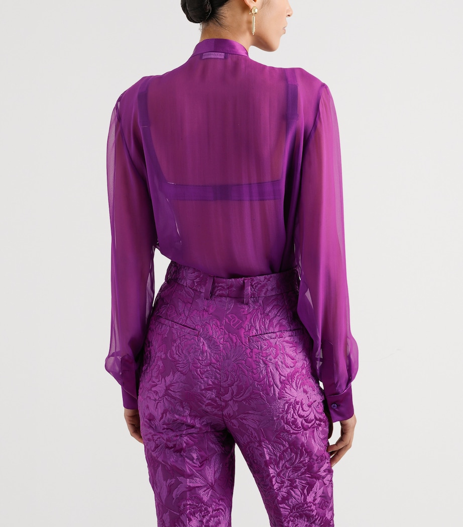 Silk Pussybow Blouse F0571-PURPLE Image 3