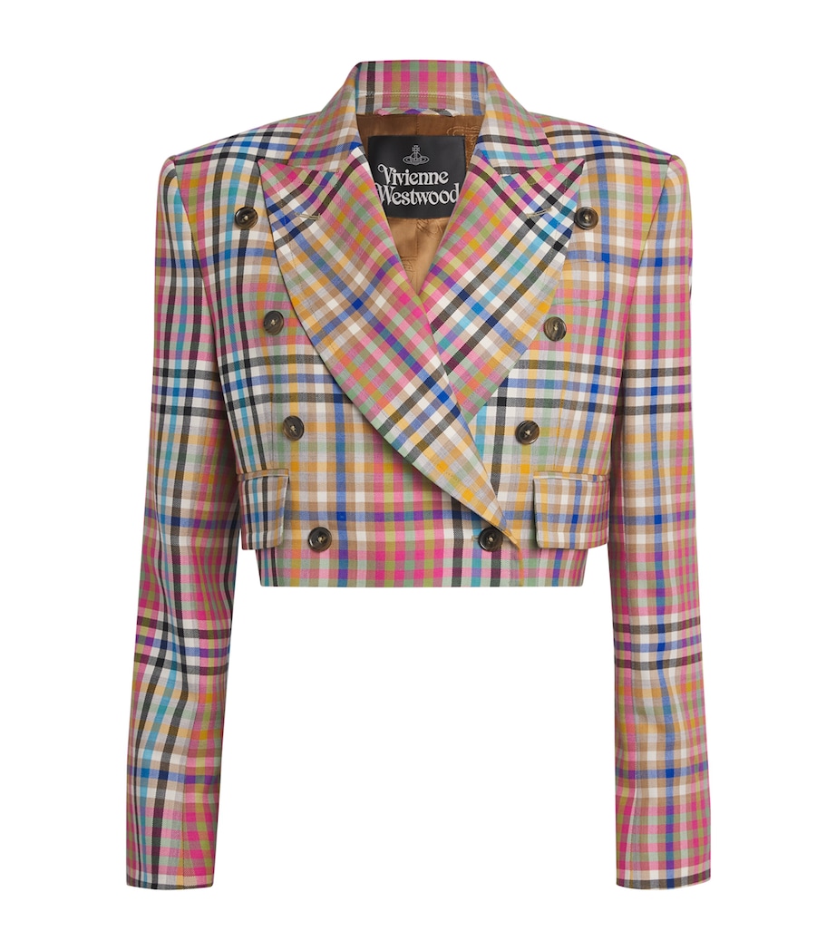 Virgin Wool Check Cropped Blazer MULTI Image 1