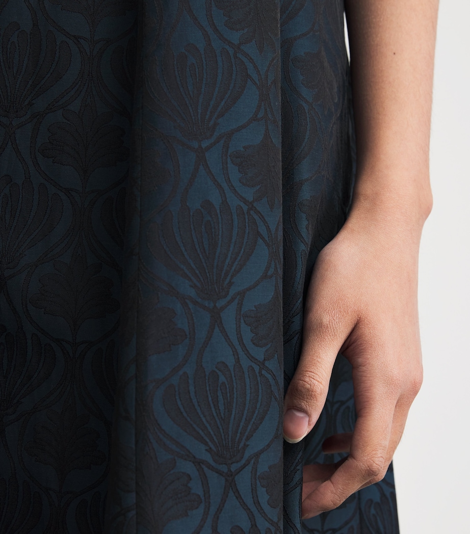 Crystal Brooch Jacquard Midi Dress MIDNIGHTBLUE Image 4