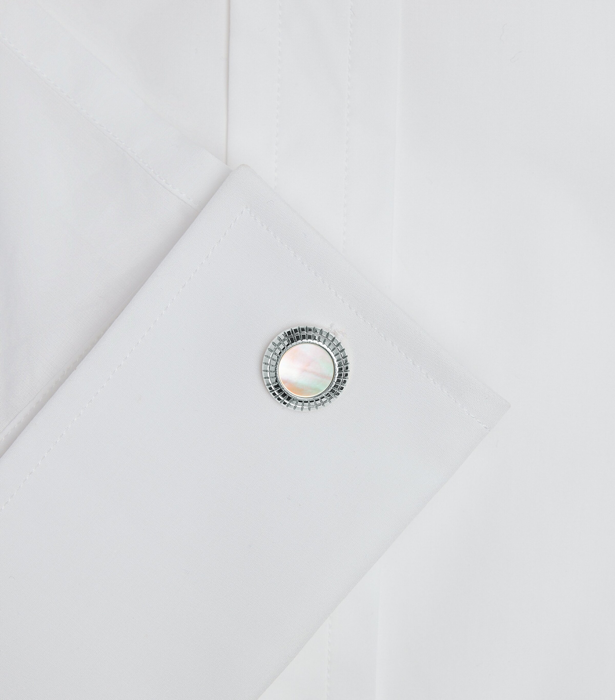 Dunhill Rhodium-Plated Silver and Mother-of-Pearl Hobnail Cufflinks Image 3