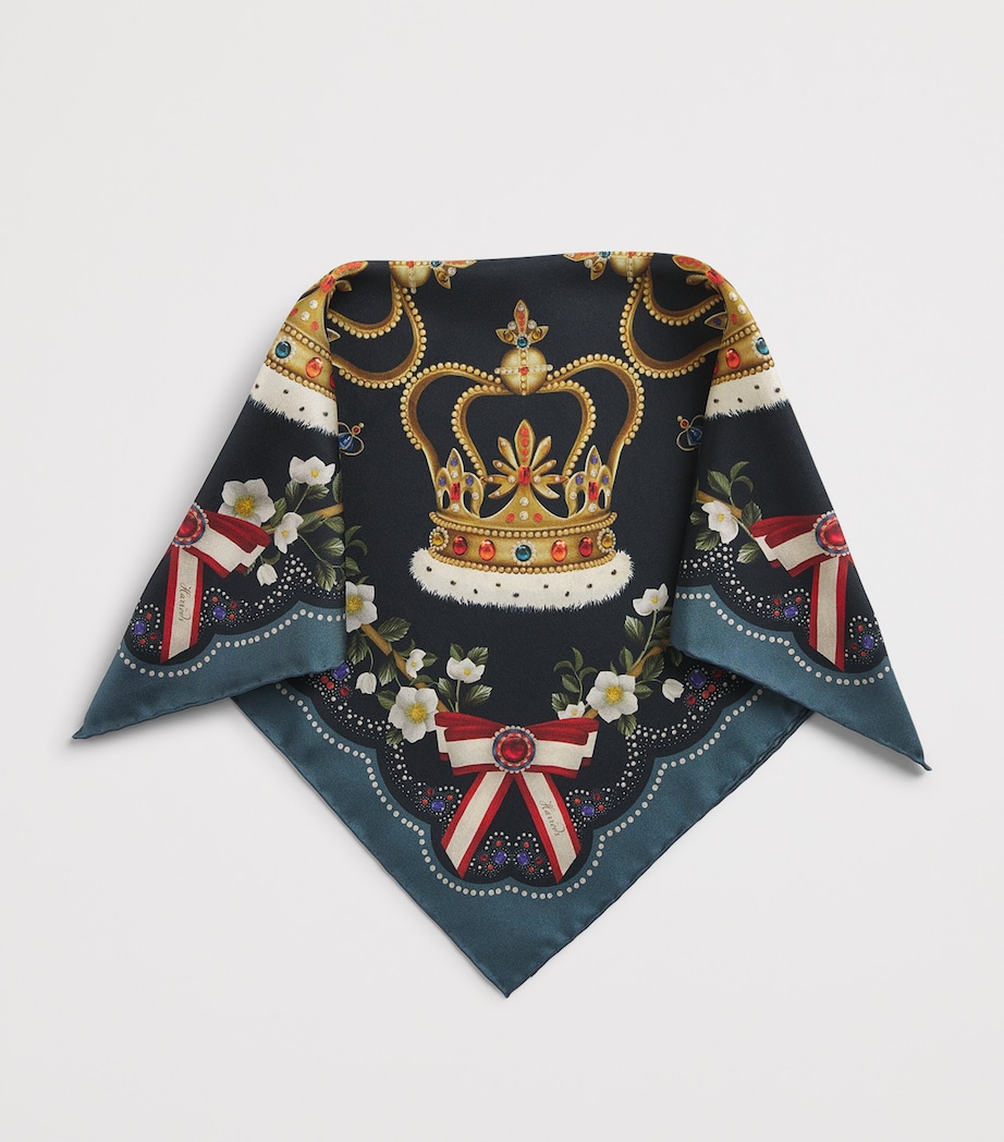 Silk Regal Print Square Scarf BLUE Image 5