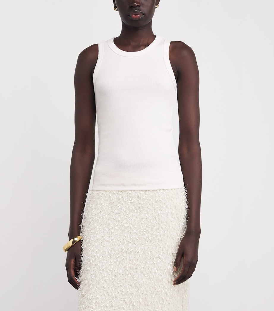 Stretch-Cotton Yeux Tank Top WHITE Image 3
