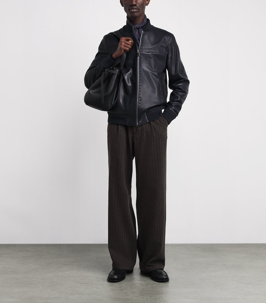 Leather Bomber Jacket 01 BLUE NAVY Image 2