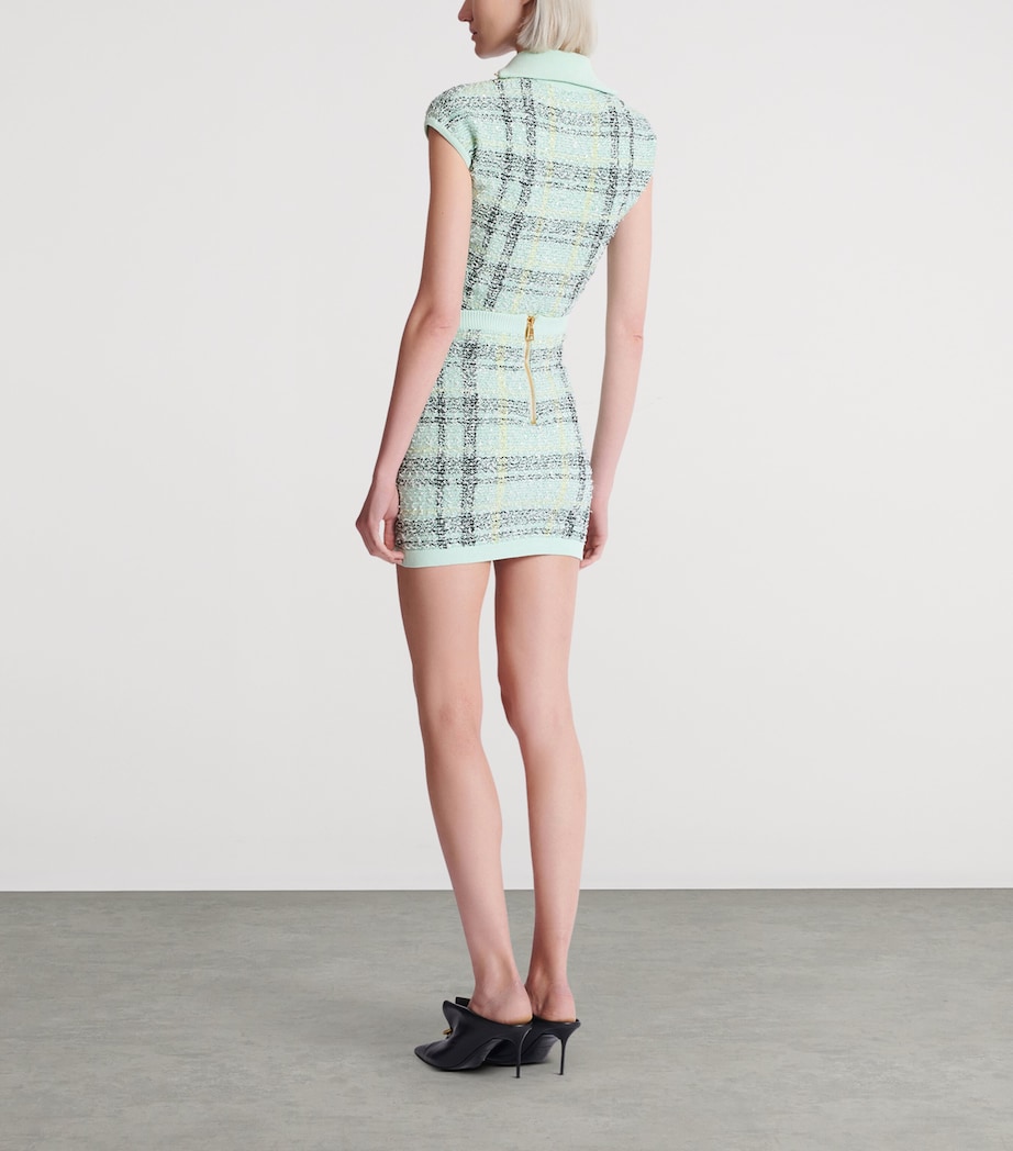 Tweed Embellished Plaid Mini Skirt ULM VERT/JAUNE/NOIR Image 6