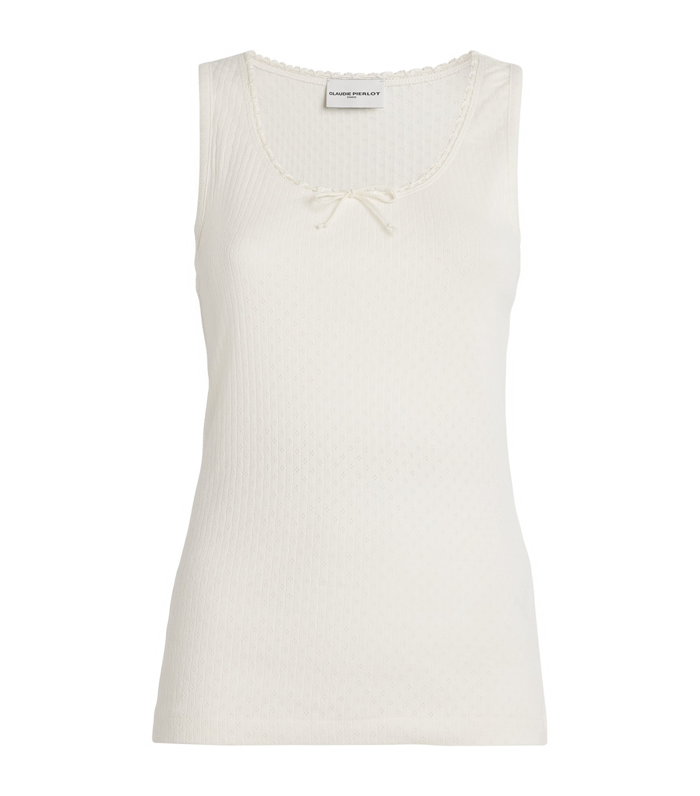 Claudie Pierlot Cotton Lace-trimmed Tank Top In Neutral