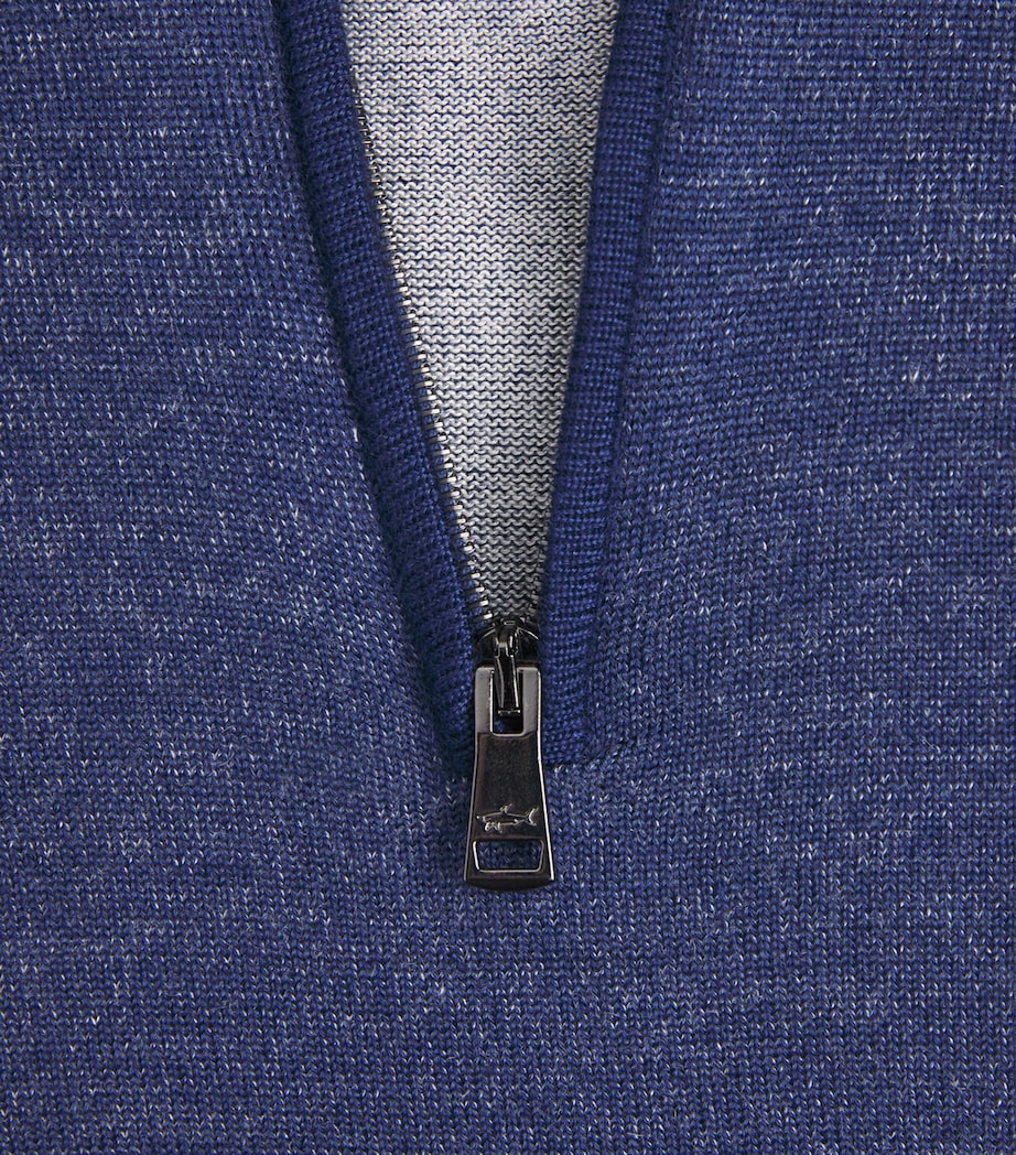 Paul & Shark Mens Cashmere-Silk Quarter-Zip Sweater Avio Melnge Aqua Image 6