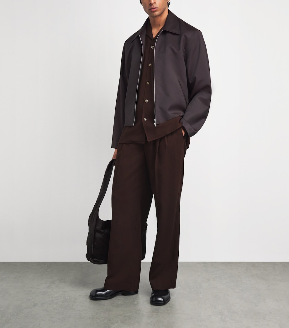 Drôle De Monsieur Mens Belted Wide-Leg Trousers Brown Image 2