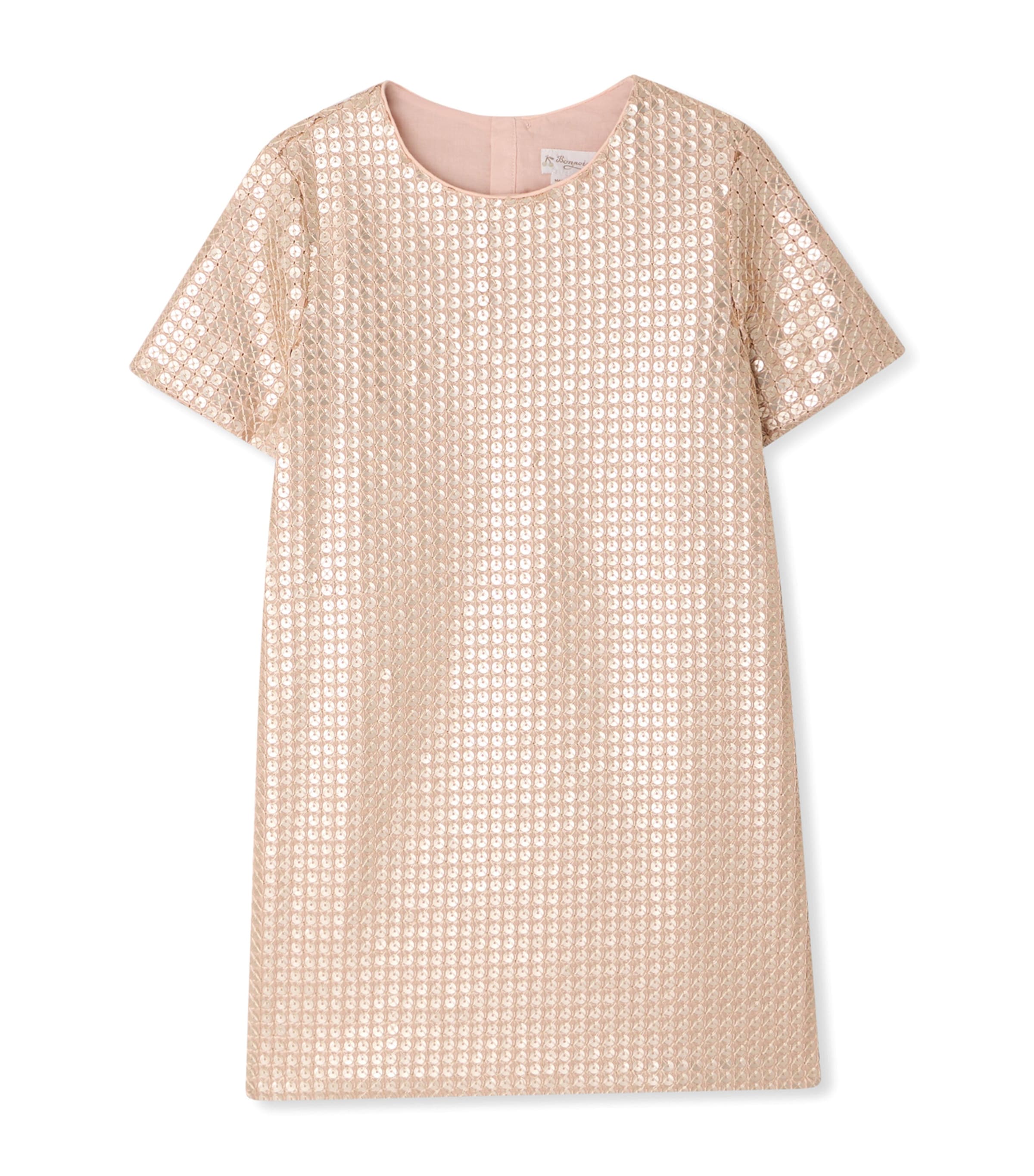 Bonpoint Sequinned Mini Dress (10-14 Years) Beige Rose Image 1