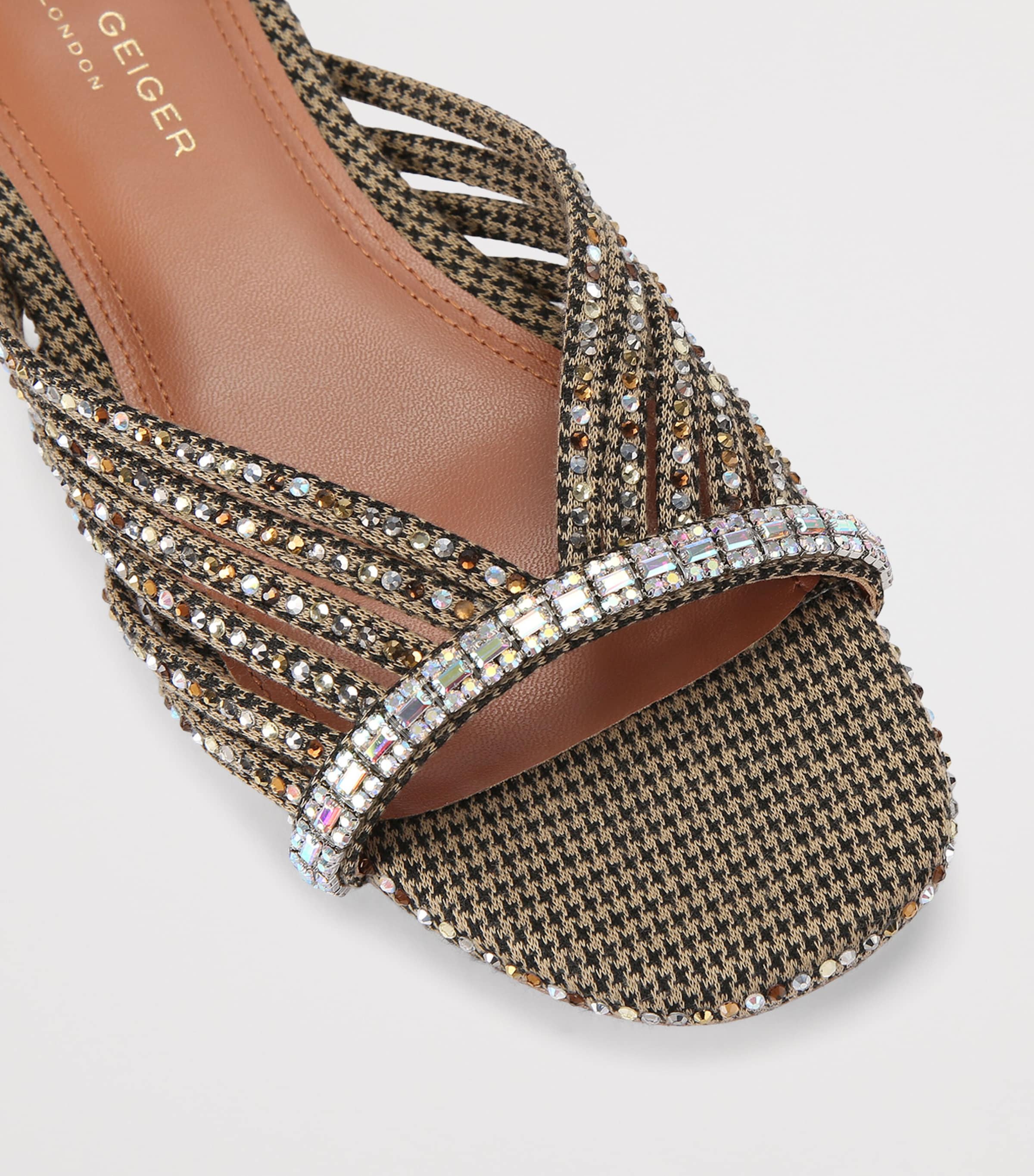 Kurt Geiger London Crystal Strap Mules Beige Comb Image 2