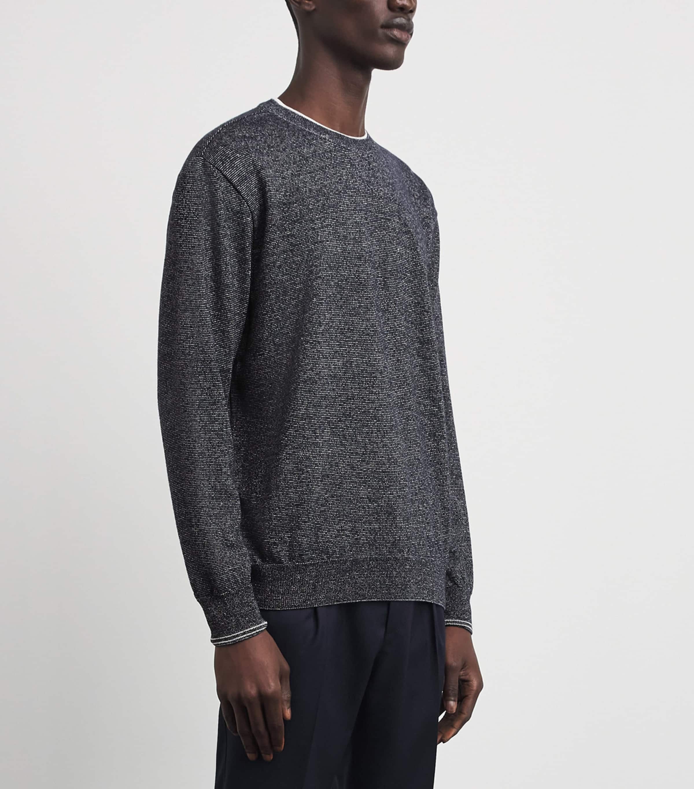 Paul & Shark Mens Wool-Linen Melange Sweater Blu Blu/bianco Image 4