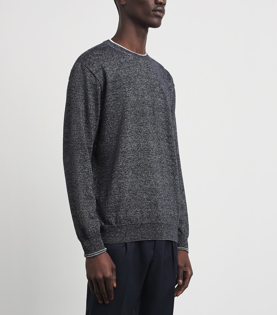 Paul & Shark Mens Wool-Linen Melange Sweater Blu Blu/bianco Image 4