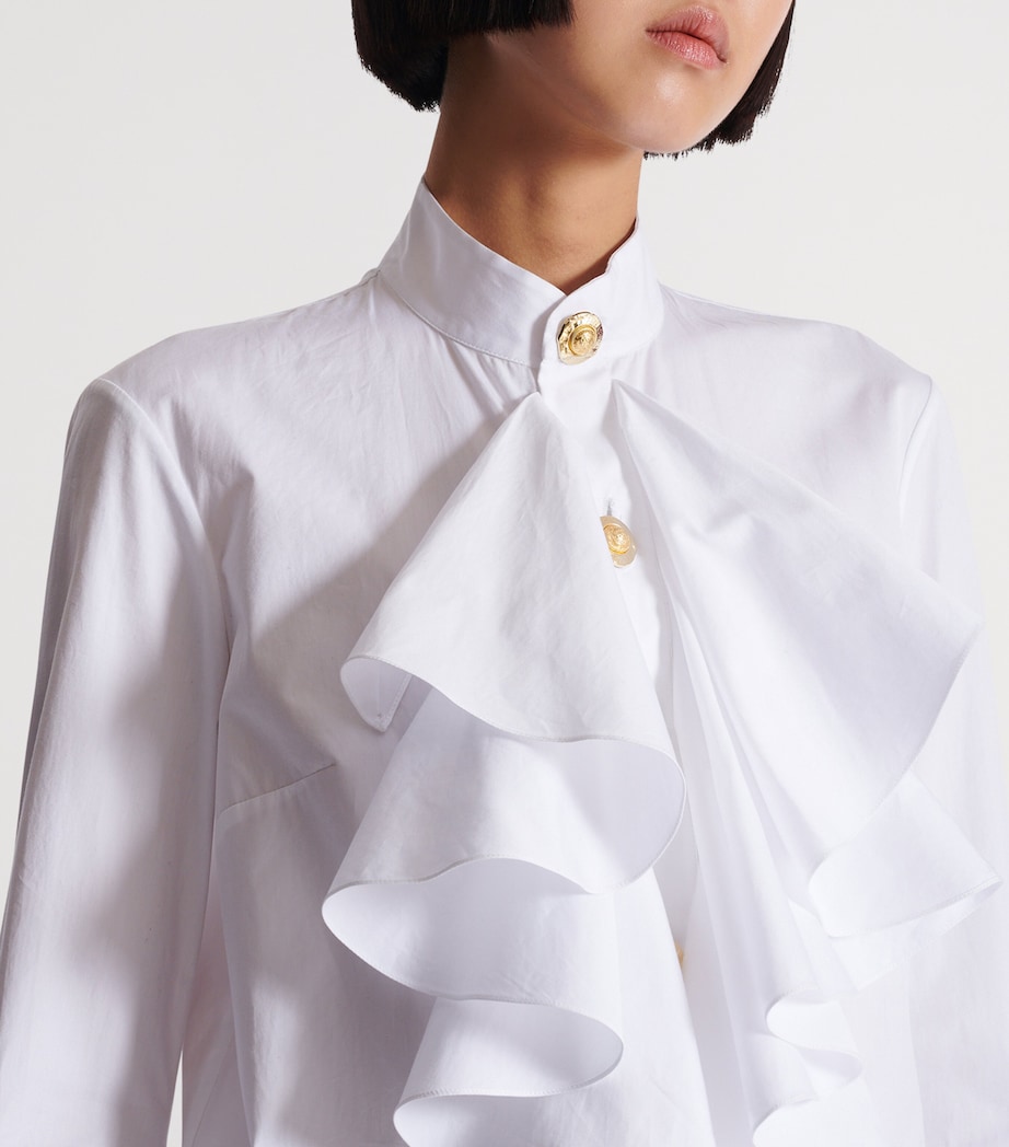 Cotton Poplin Ruffled Shirt 0FA BLANC Image 5