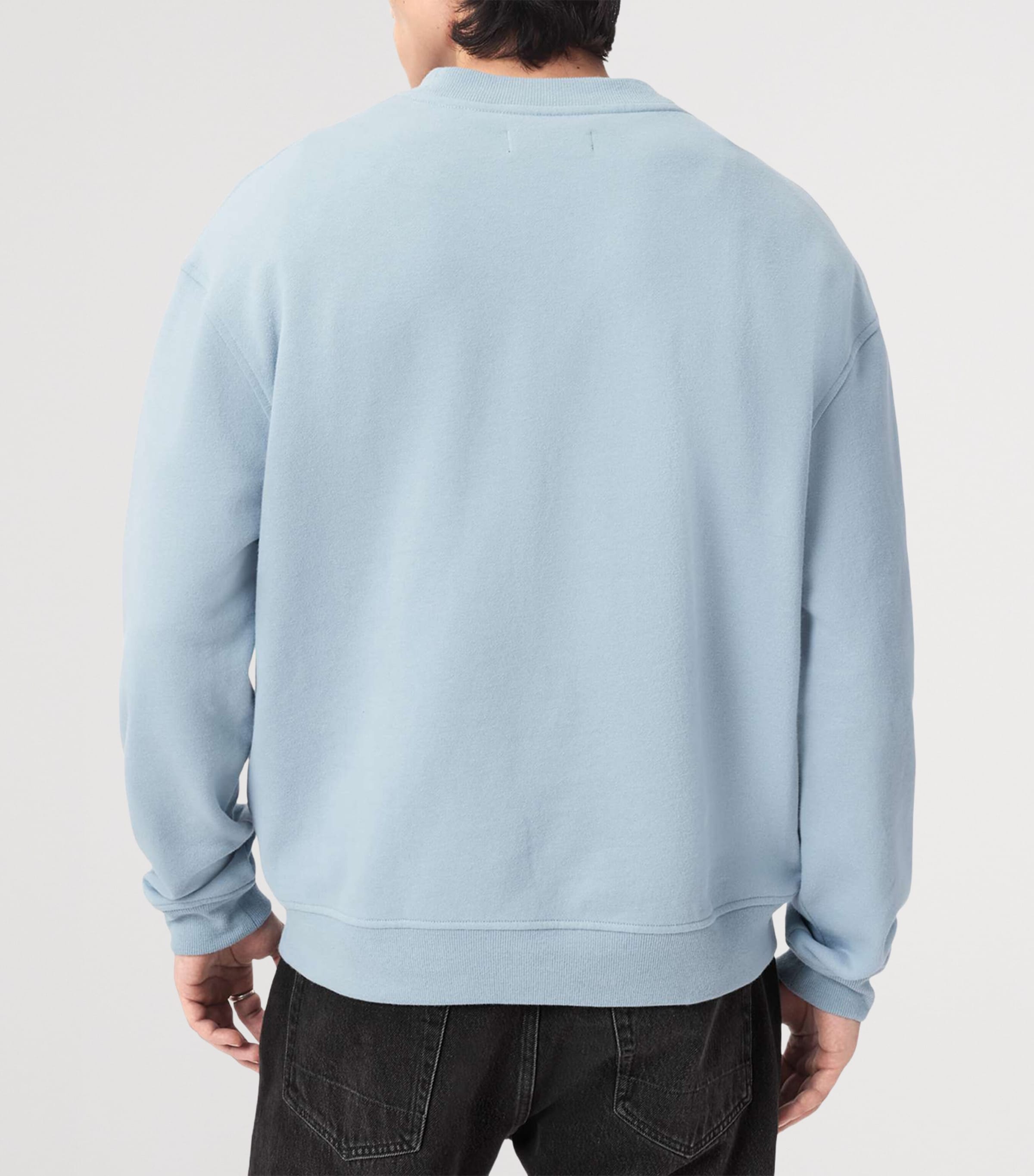 AllSaints Mens Organic Cotton Asher Sweatshirt Misty Blue Image 4