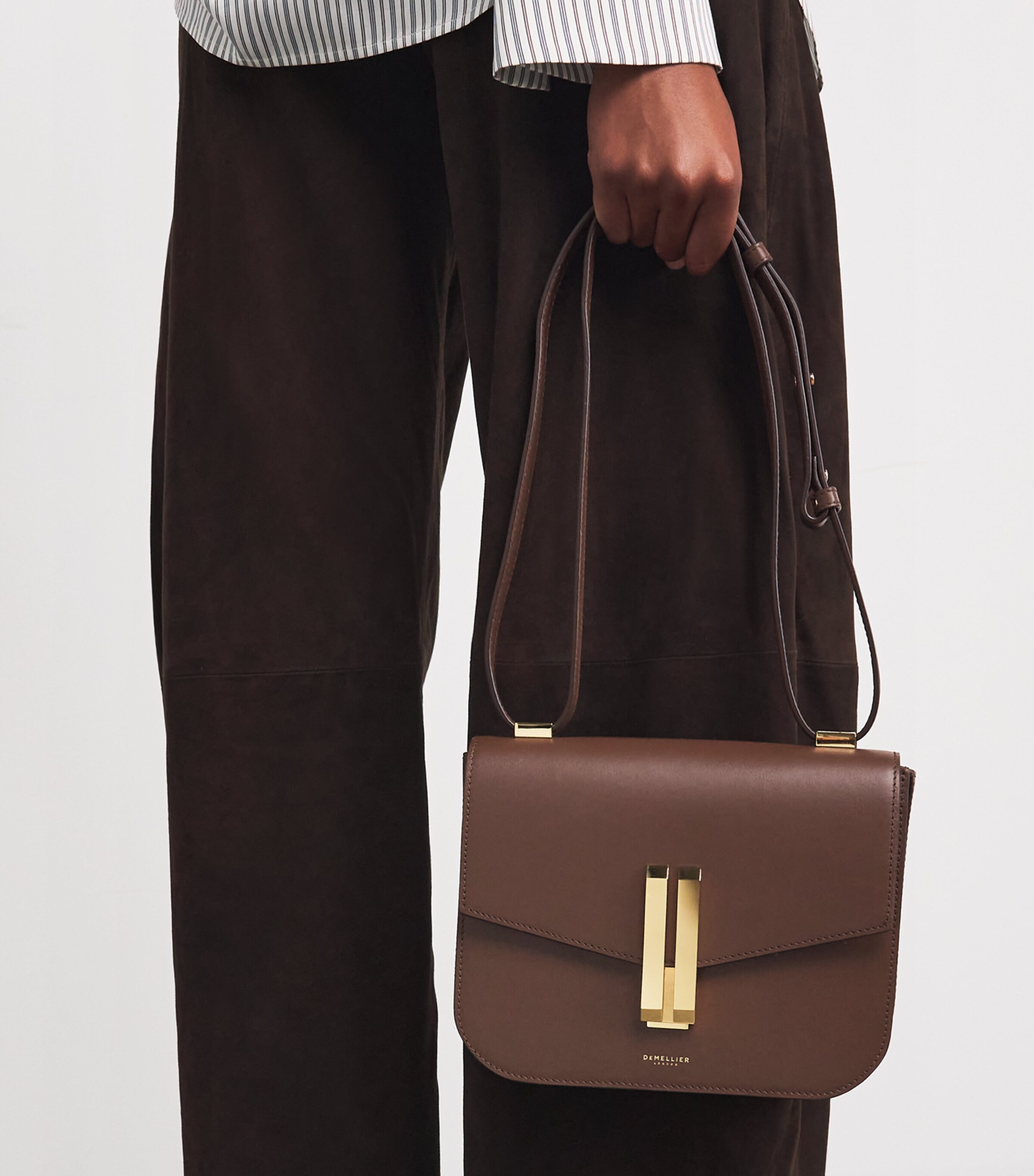 Demellier Brown Leather Vancouver Cross-Body Bag | Harrods US