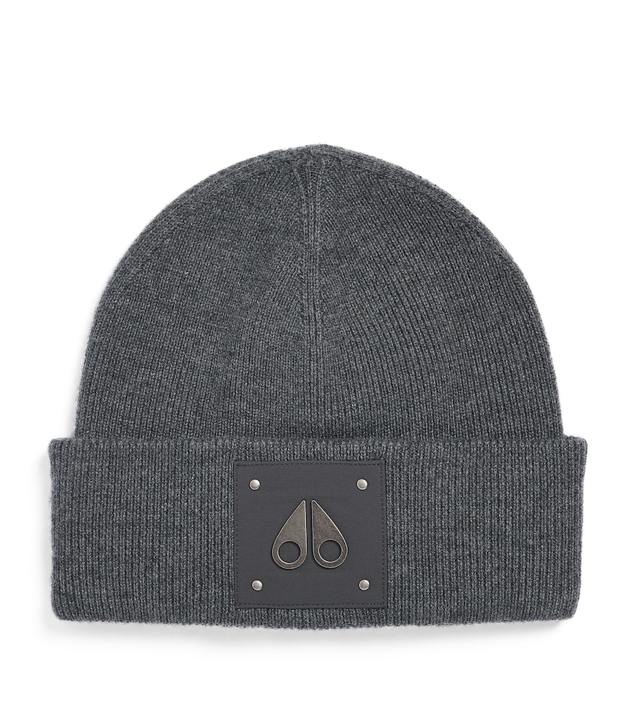 Moose Knuckles Wool Logo Beanie Cement Image 1