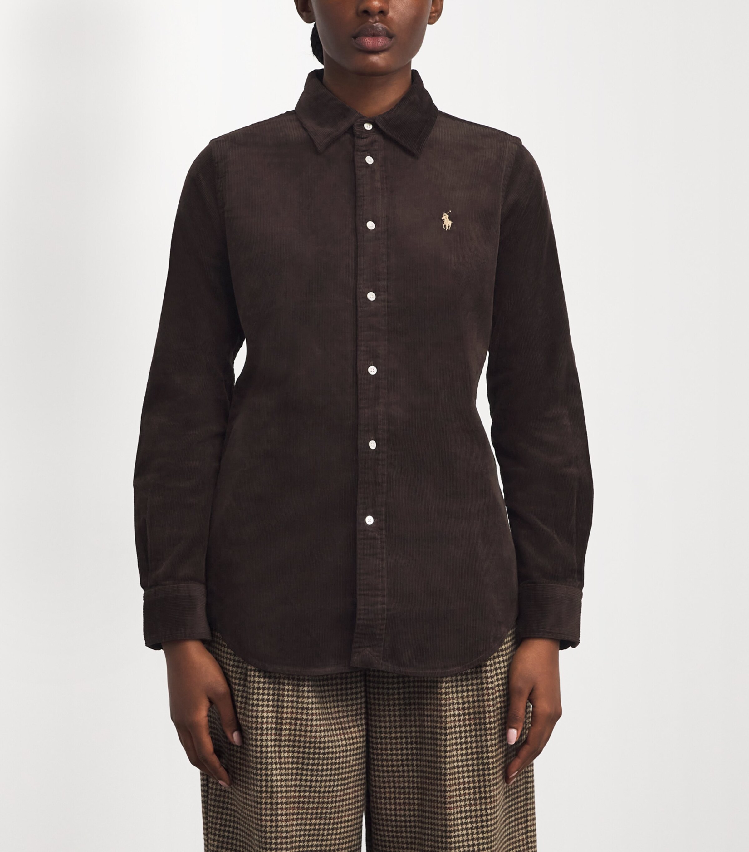 Stretch-Cotton Corduroy Slim Shirt DARK BEECH Image 3