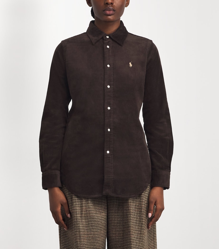 Stretch-Cotton Corduroy Slim Shirt DARK BEECH Image 3