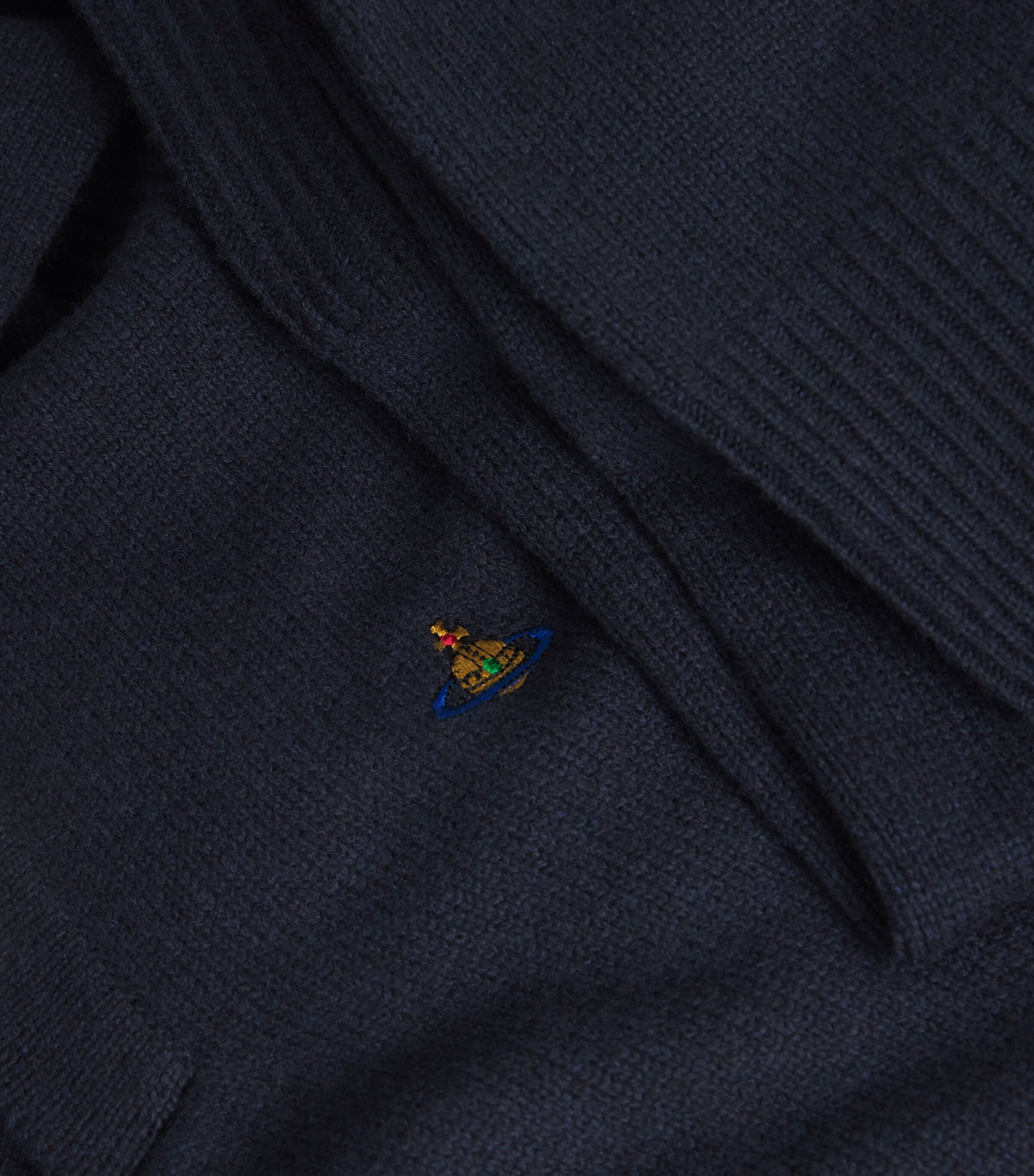 Merino Wool-Cashmere Orb Polo Sweater K410 NAVY Image 5