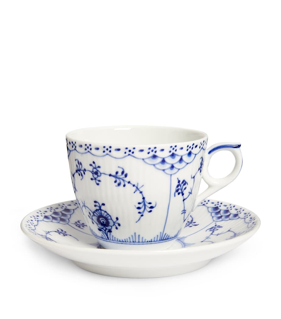 Blue Fluted Half Lace Teacup and Saucer BLUE Image 1