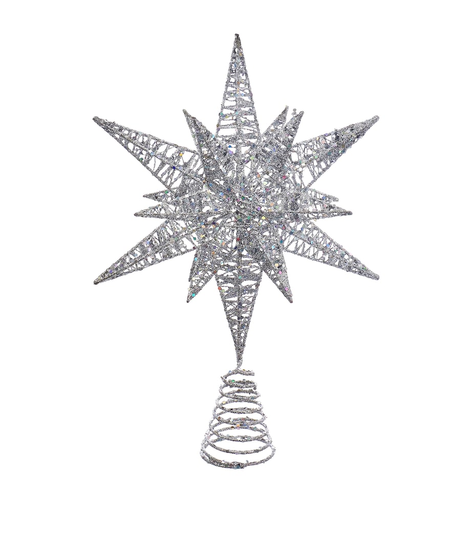 Kurt.S.Adler Glitter Star Tree Topper Silver Image 1