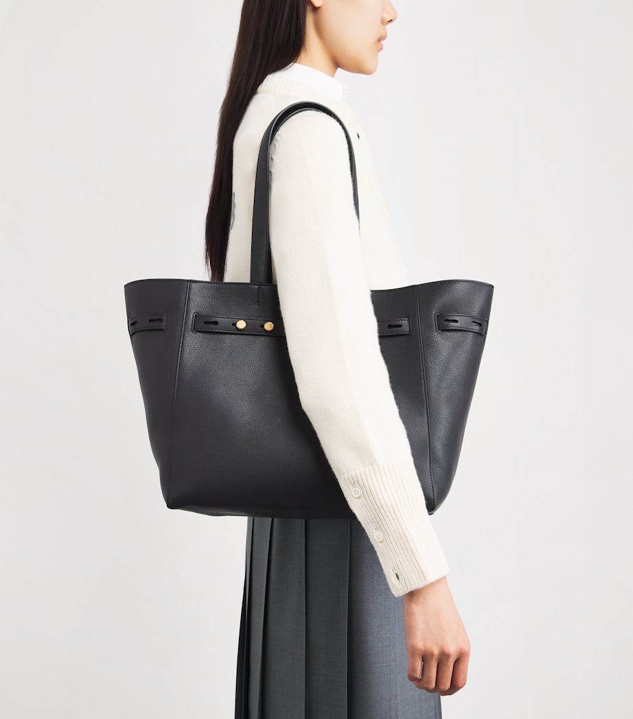Leather Cabas Tote Bag BLACK Image 4