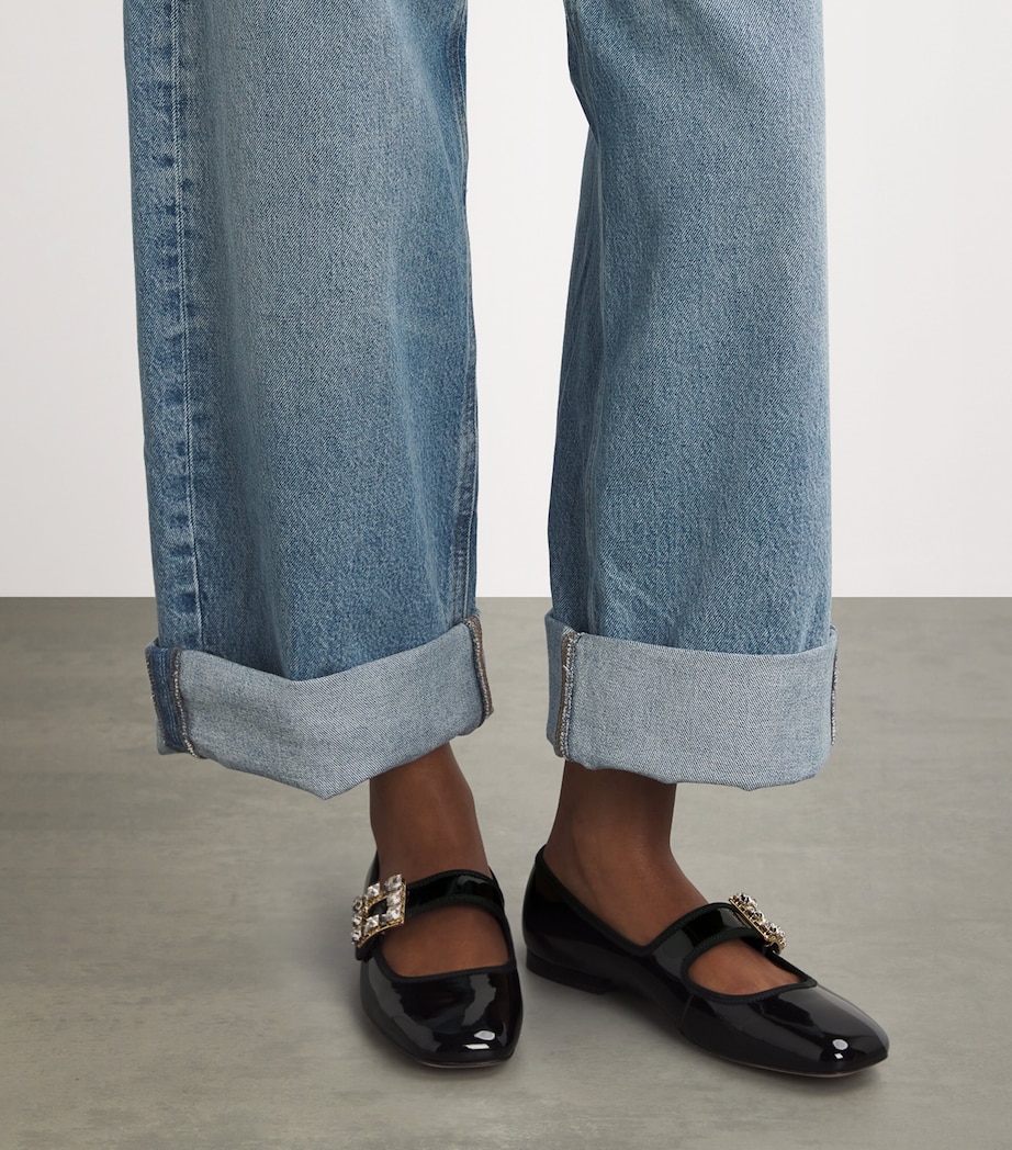 Patent Embellished Flats BLACK Image 2