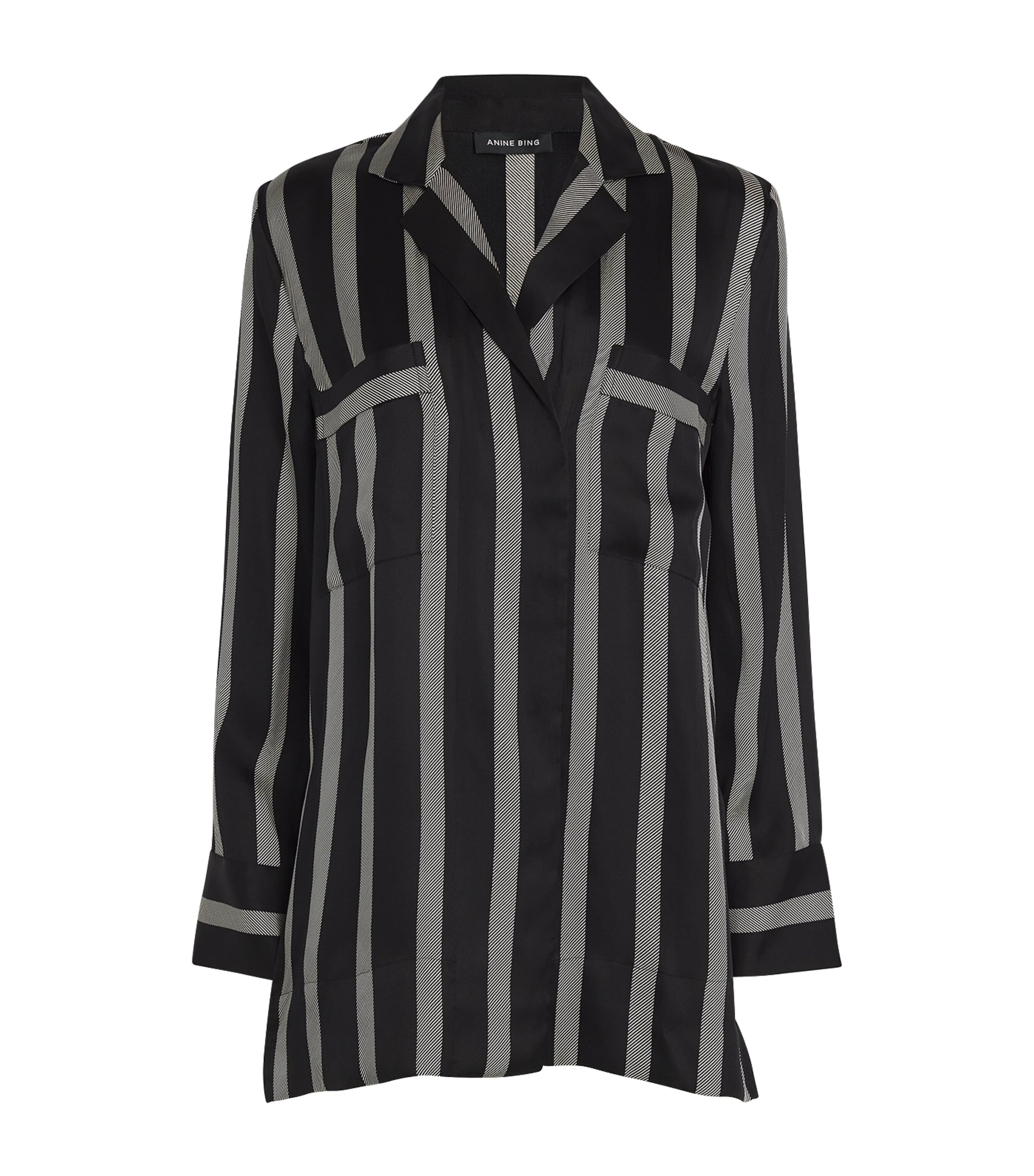 ANINE BING SILK-BLEND STRIPED LYNETTE SHIRT