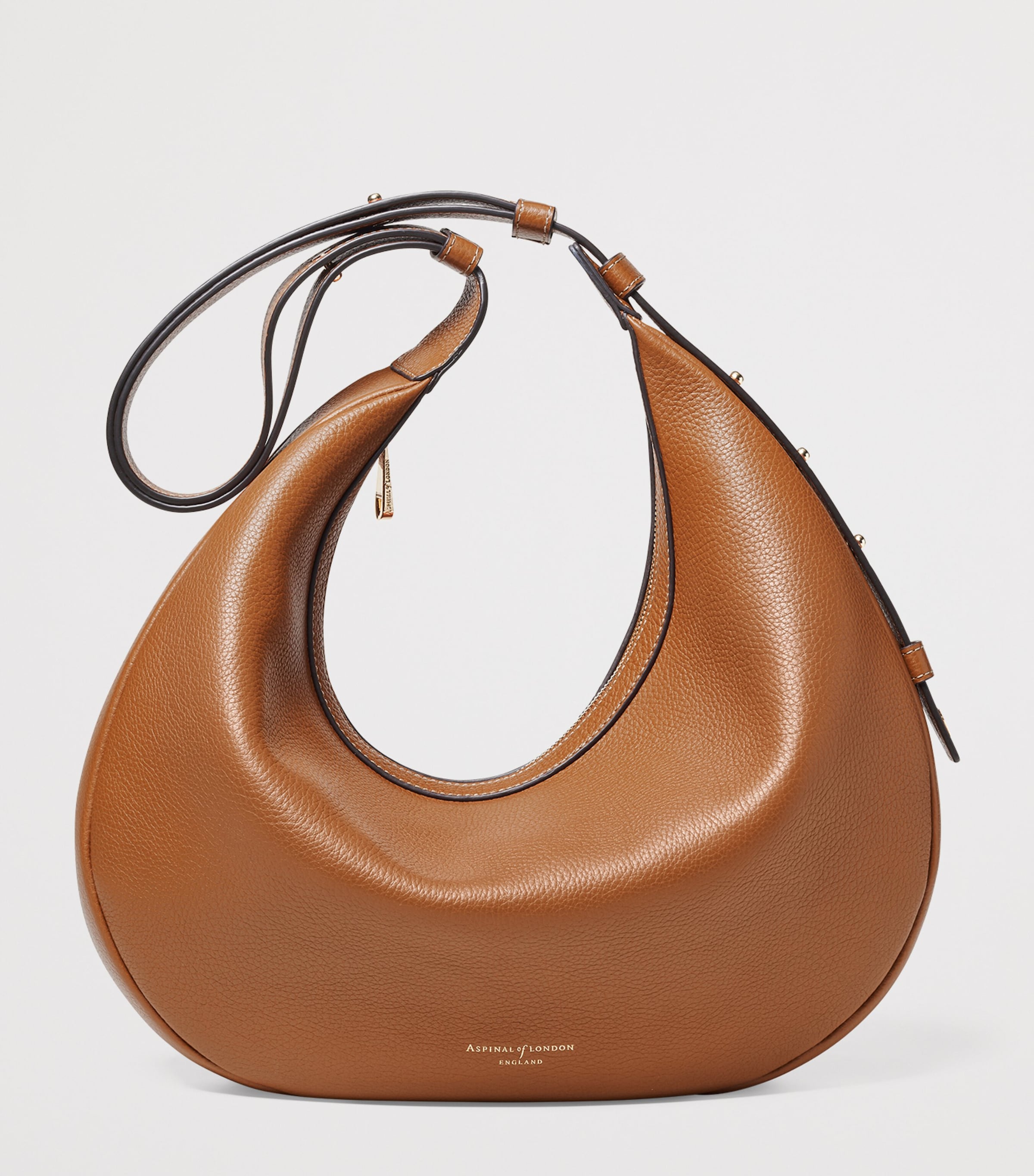 Leather Hudson Crescent Cross-Body Bag TAN Image 2