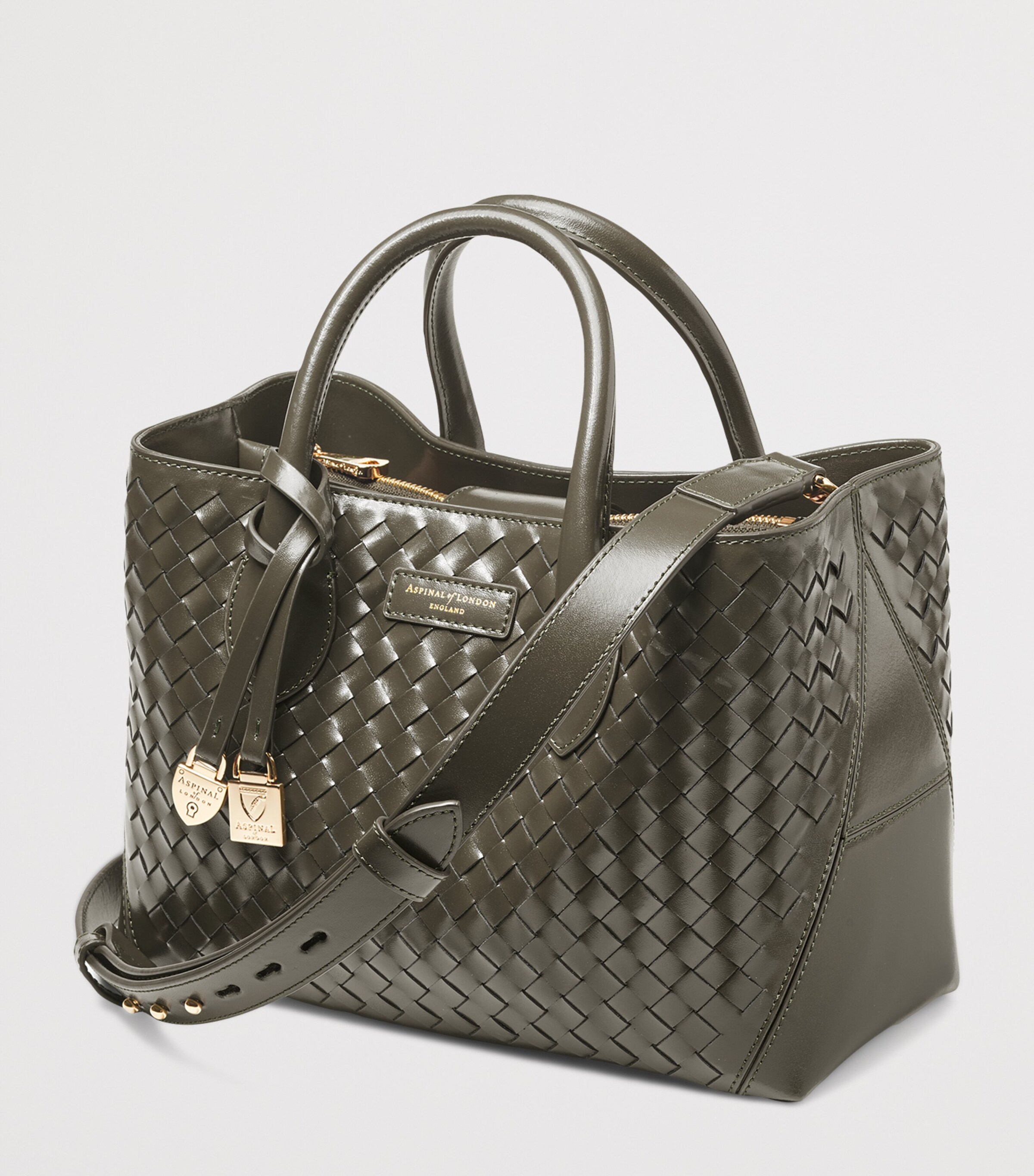 Midi Leather London Tote Bag EVERGREEN Image 3